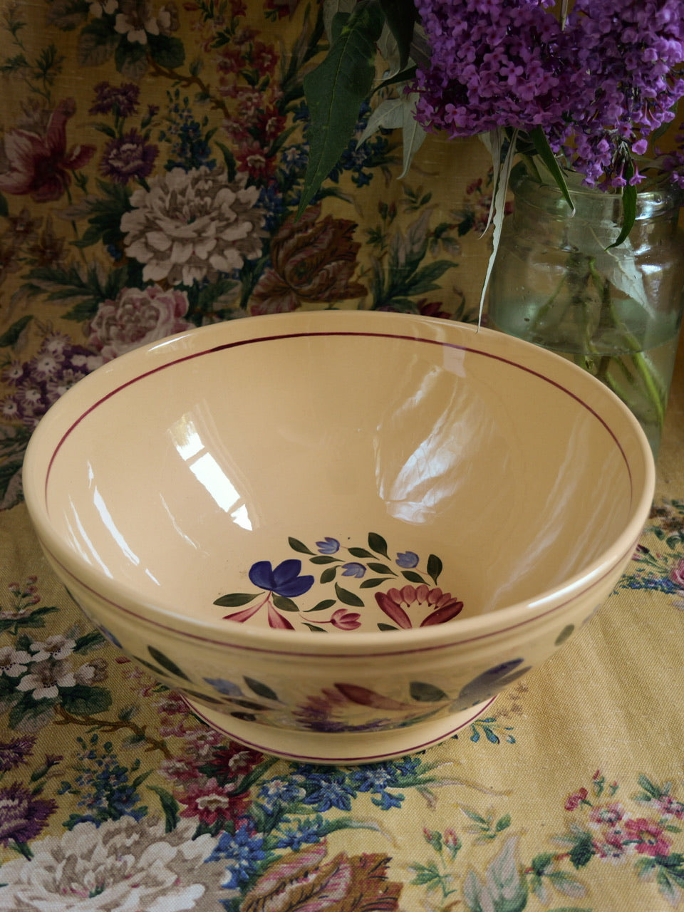 Vintage TG Green Large Sponge Decorated Bowl