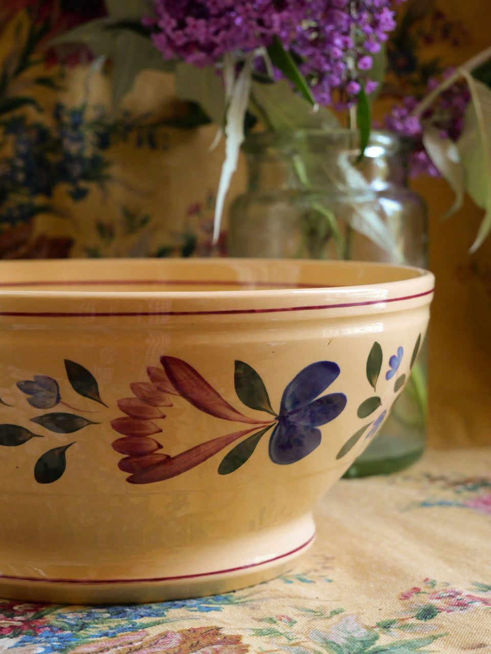 Vintage TG Green Large Sponge Decorated Bowl