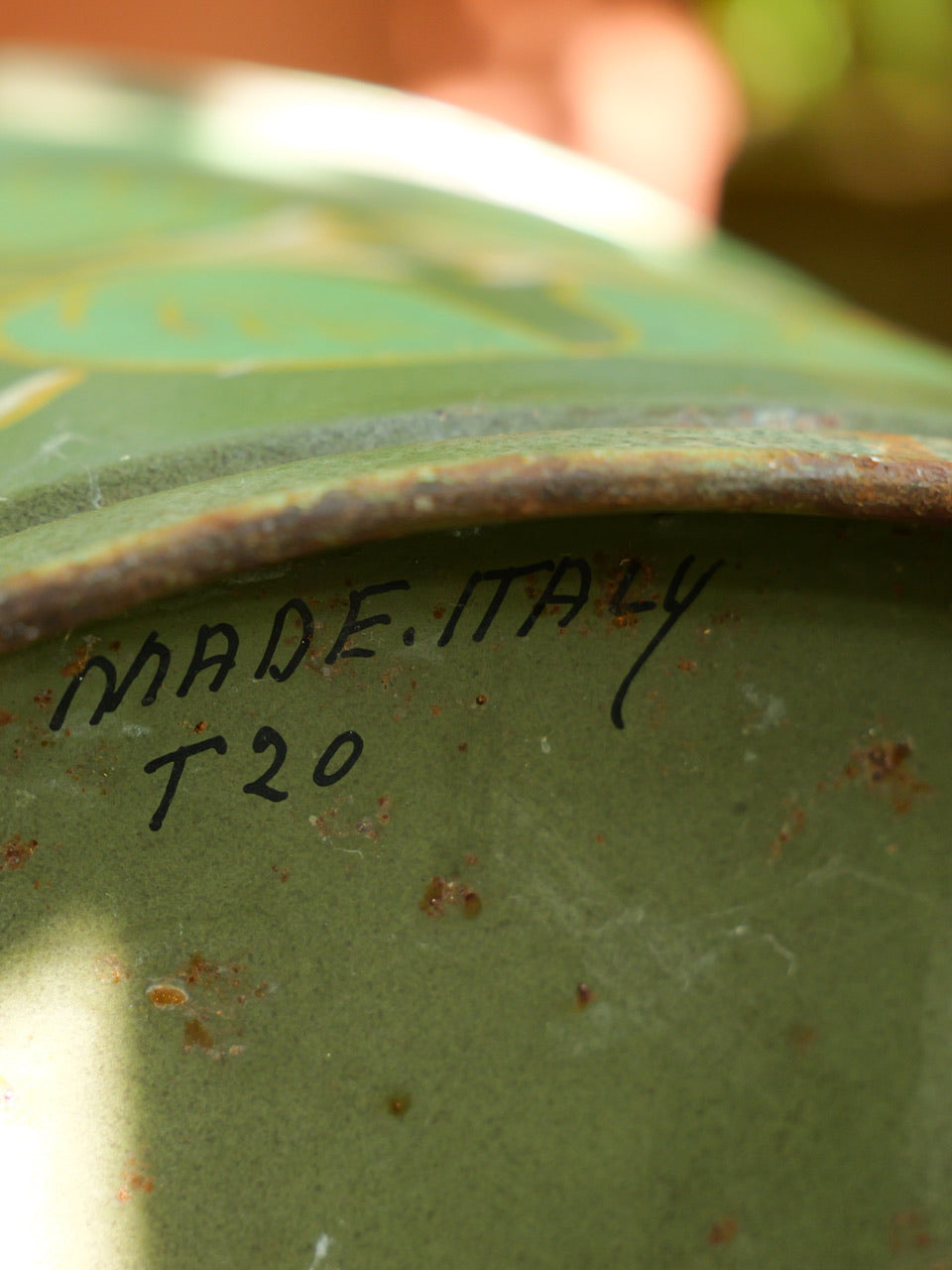 Vintage Hand Painted Green Watering Can