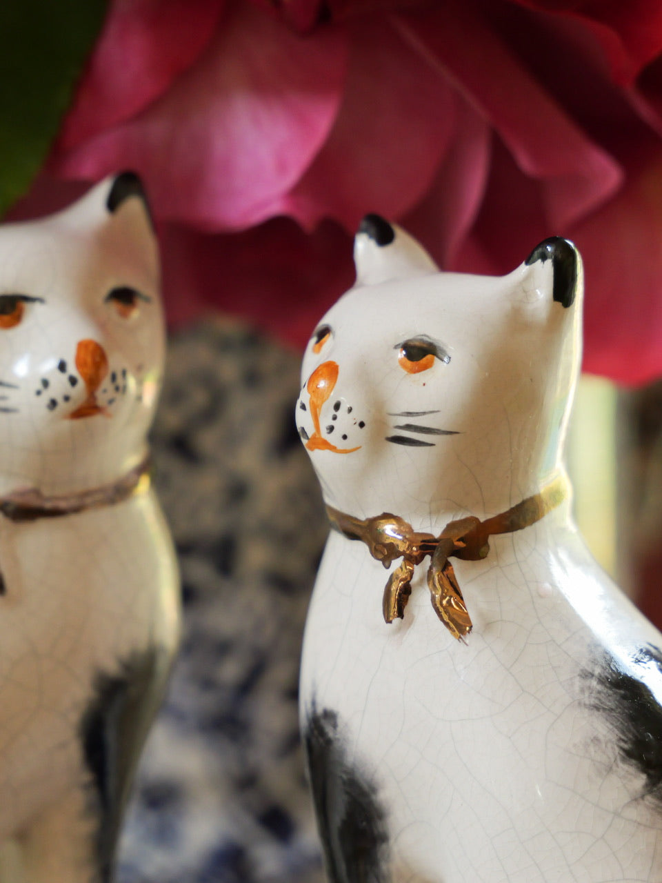 Pair of Miniature Antique Staffordshire Cats