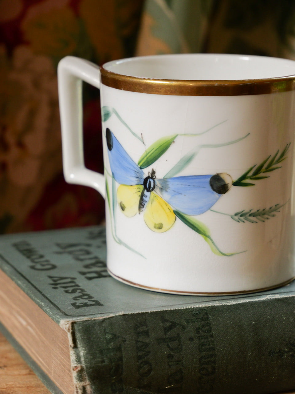 Victorian Hand Painted Butterfly Cup