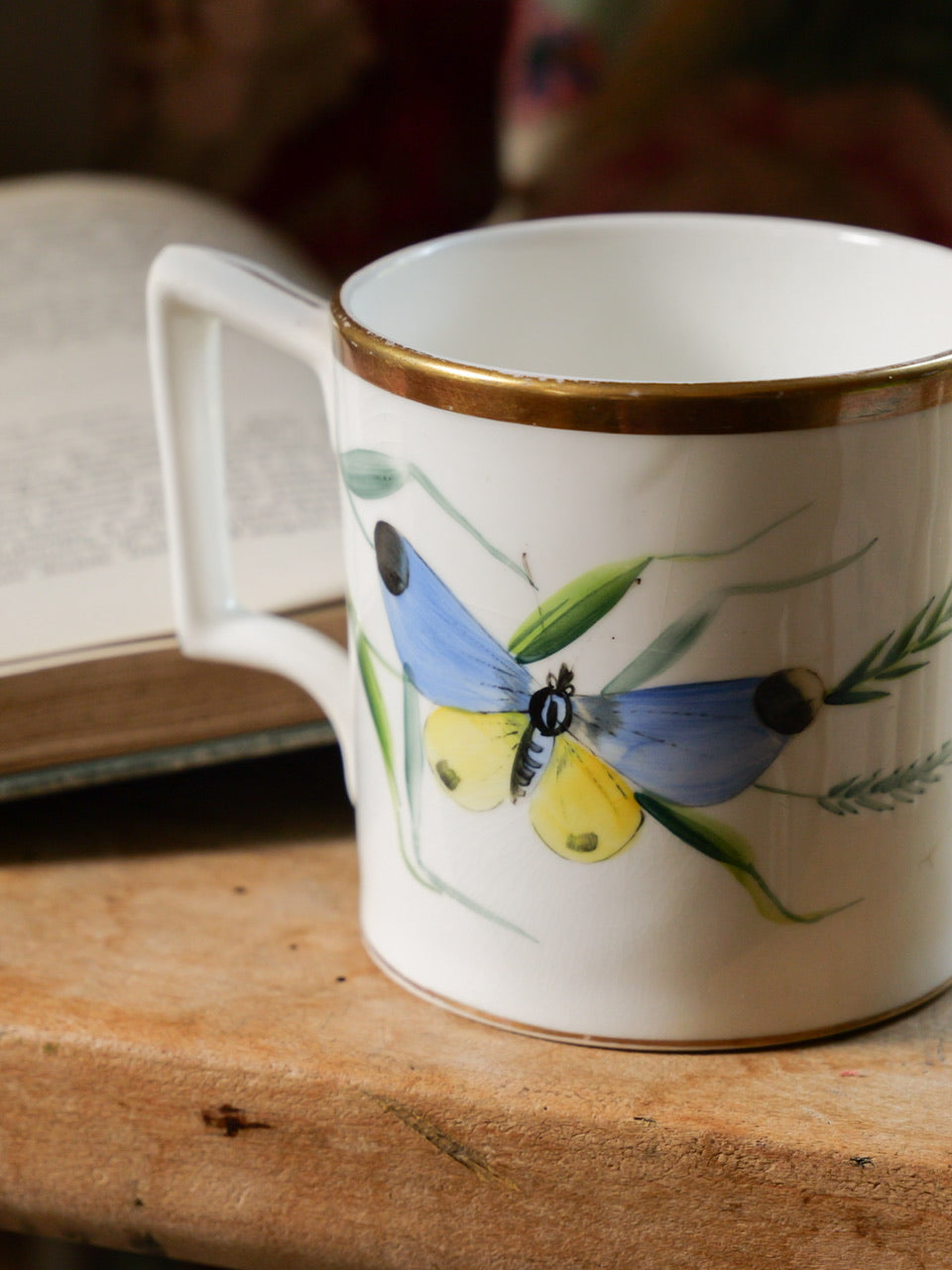 Victorian Hand Painted Butterfly Cup