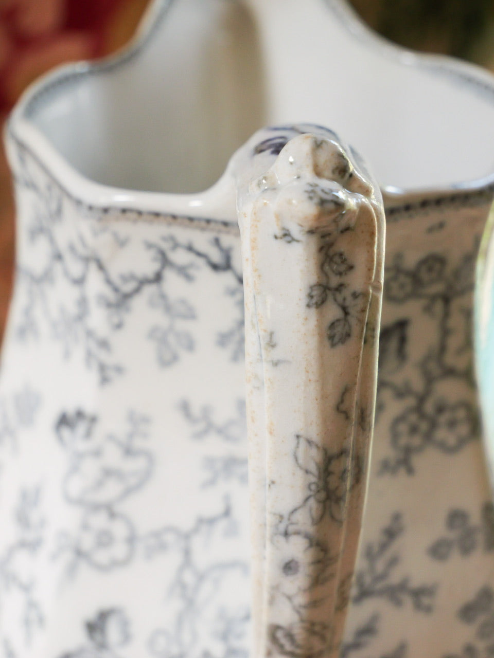 Victorian Monochrome Floral Transferware Jug