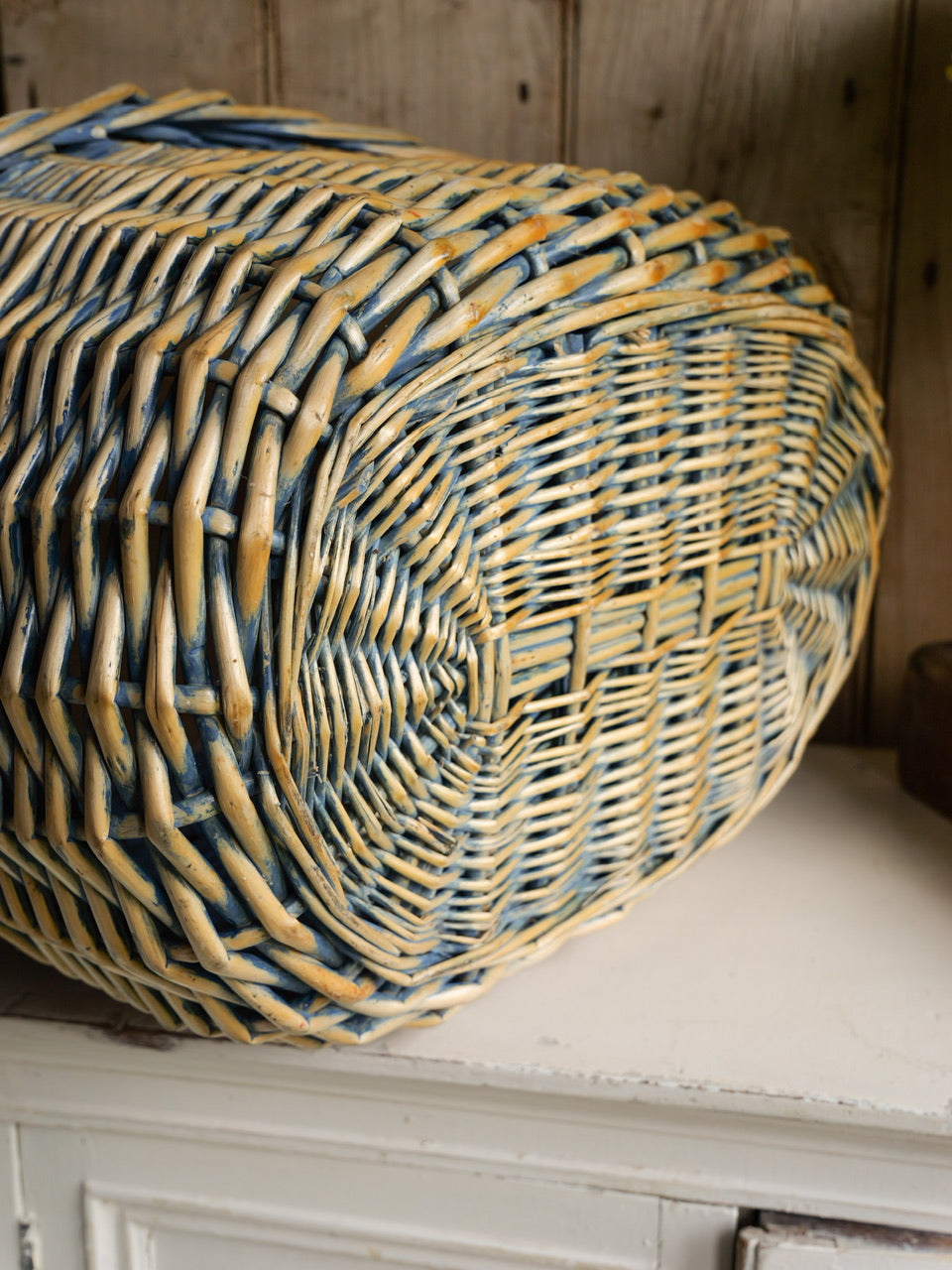 Vintage Blue Painted Basket