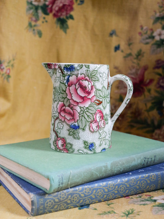 Antique Floral Rose Transferware Jug