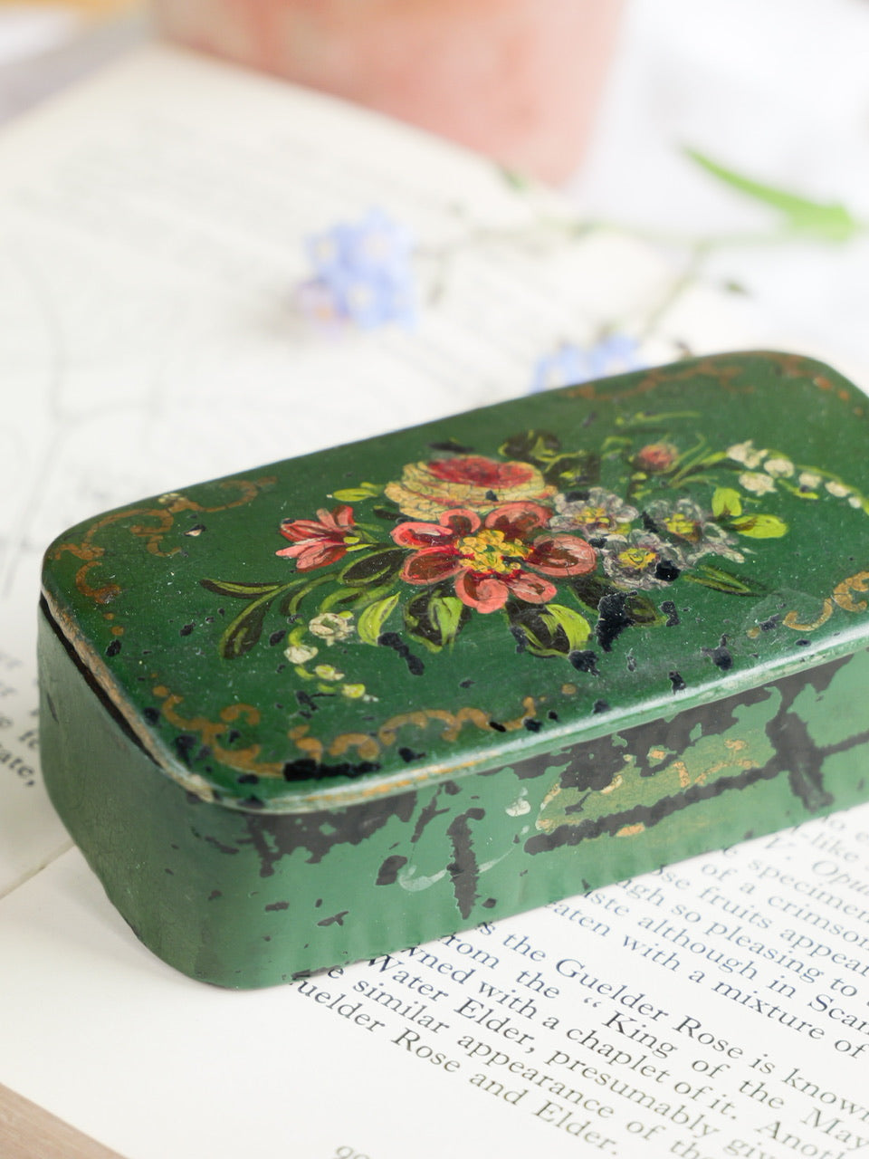 Antique Hand Painted Papier-mâché Snuff Box