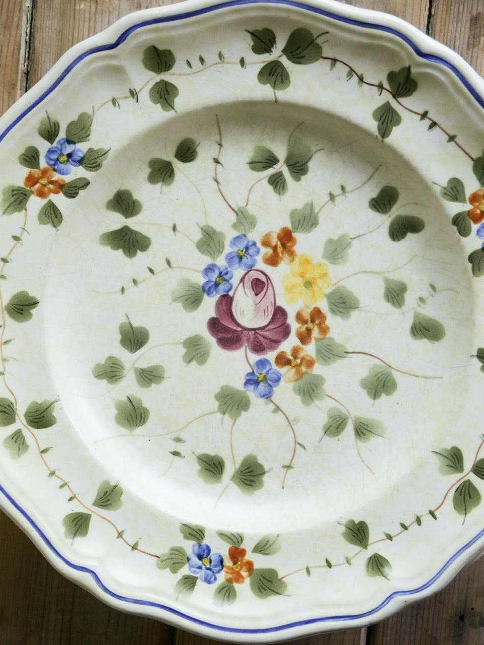 Vintage French Hand Painted Plate Set (4-piece)