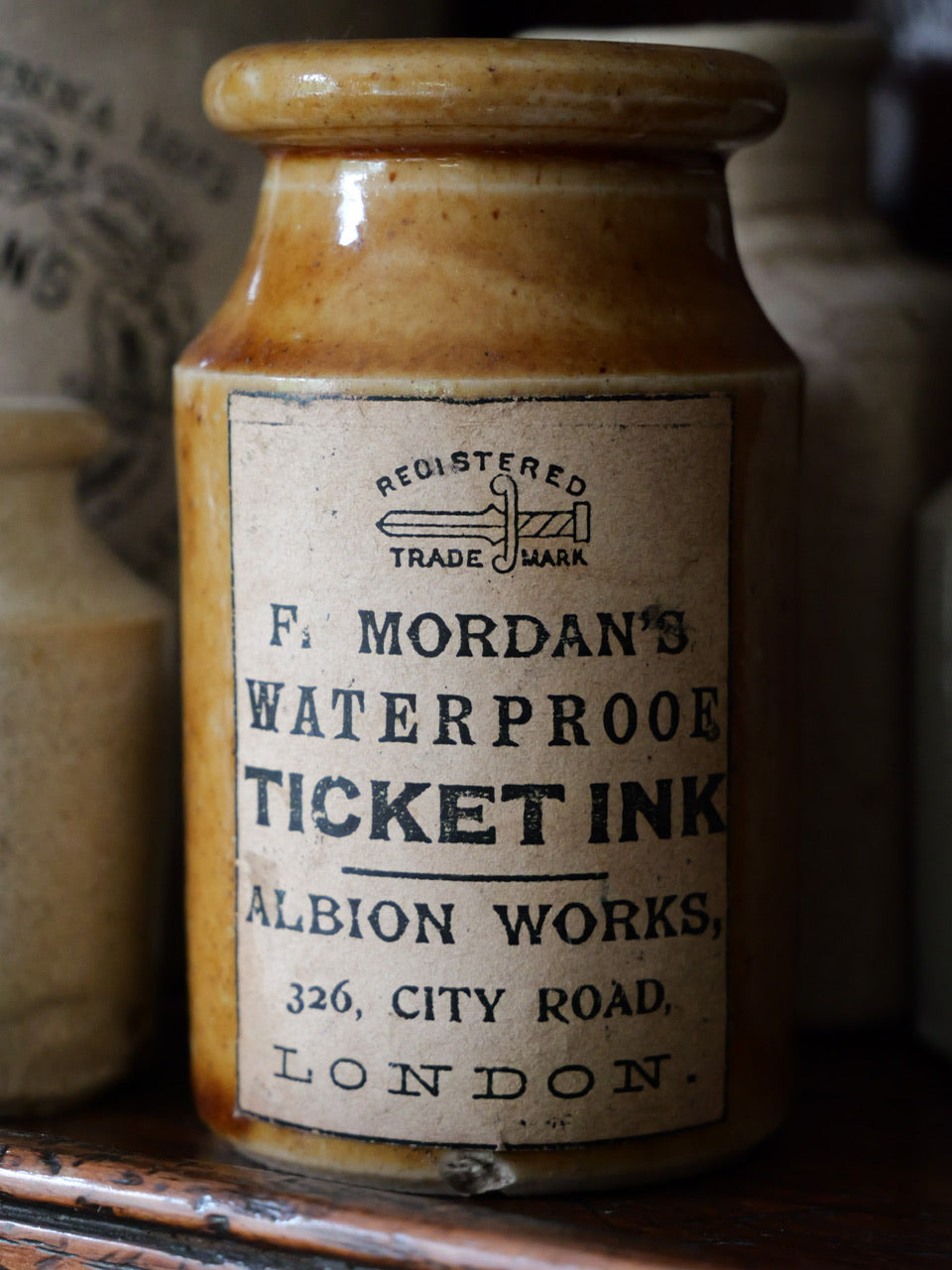 Victorian Stoneware Ticket Ink Pot