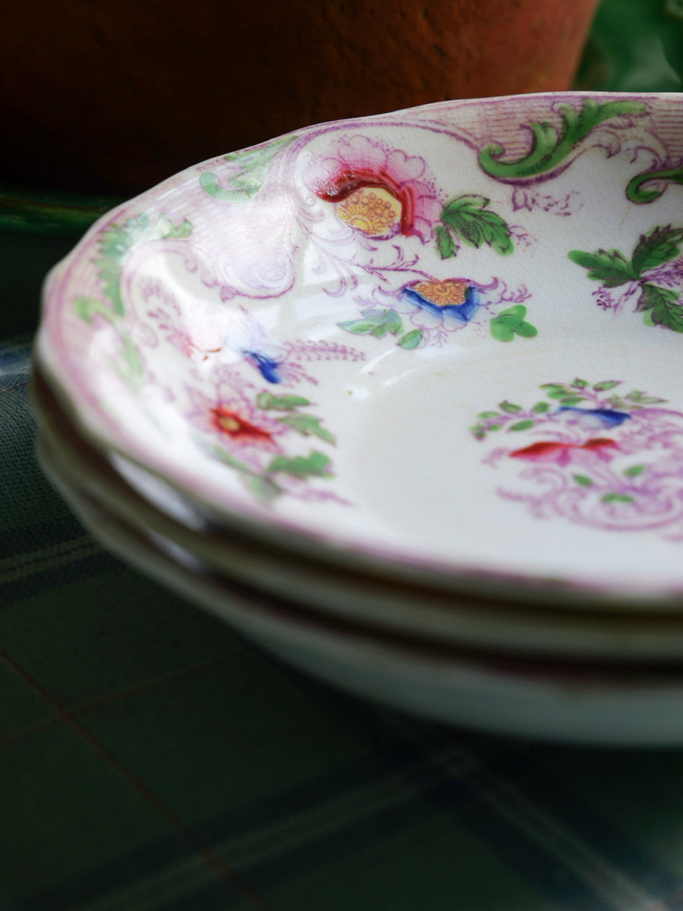 Antique Transferware Saucers - Set of 3