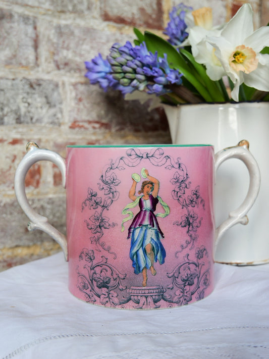 19th Century Double Handled Dancing Girl Mug