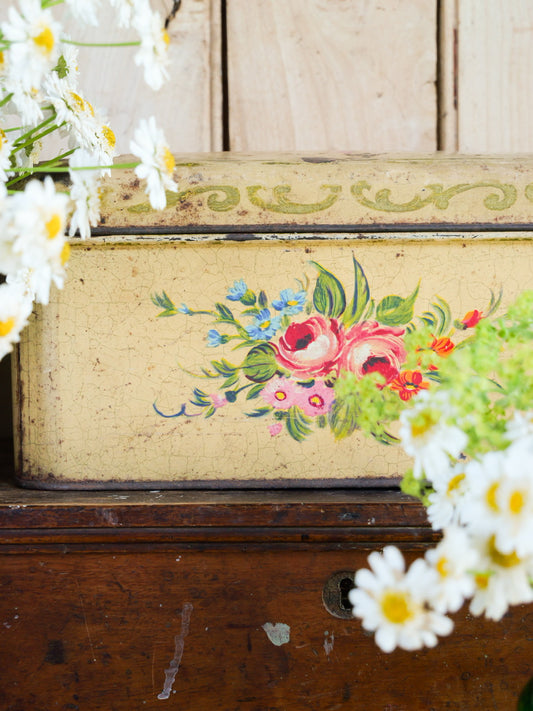 Vintage Rustic Floral Tin