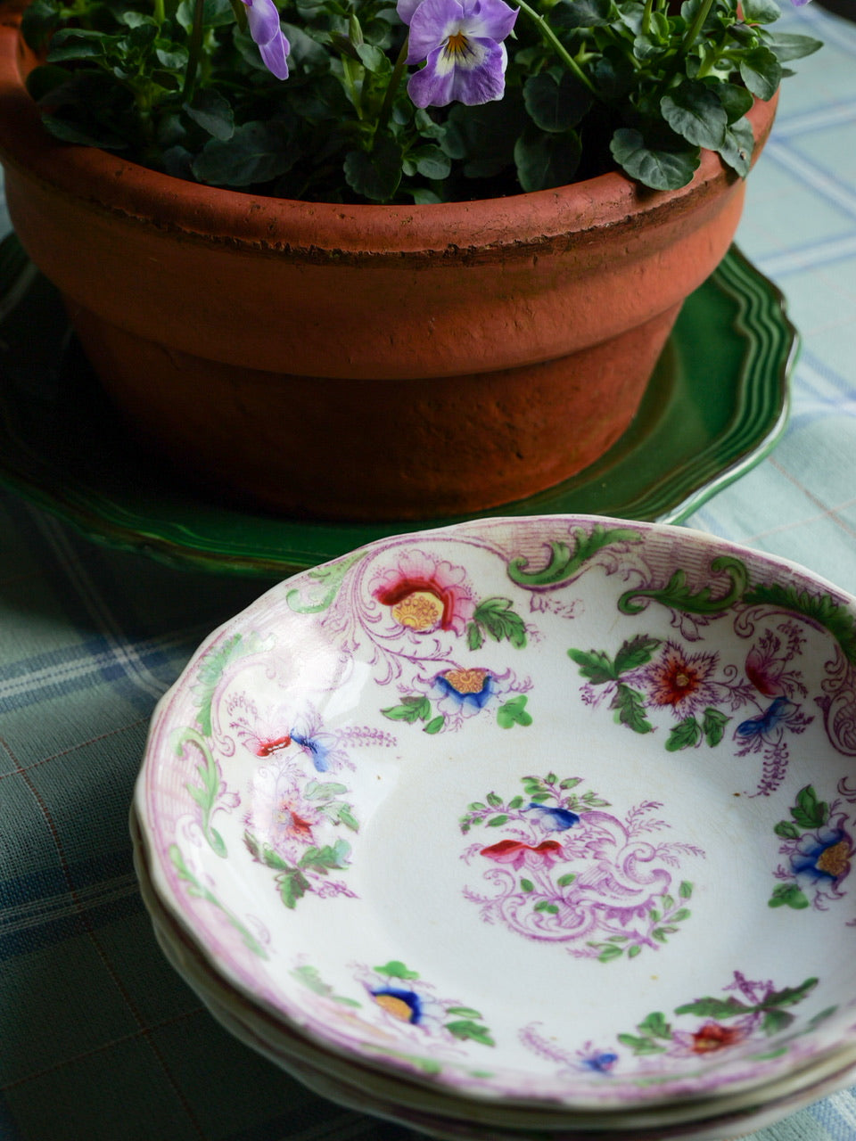 Antique Transferware Saucers - Set of 3