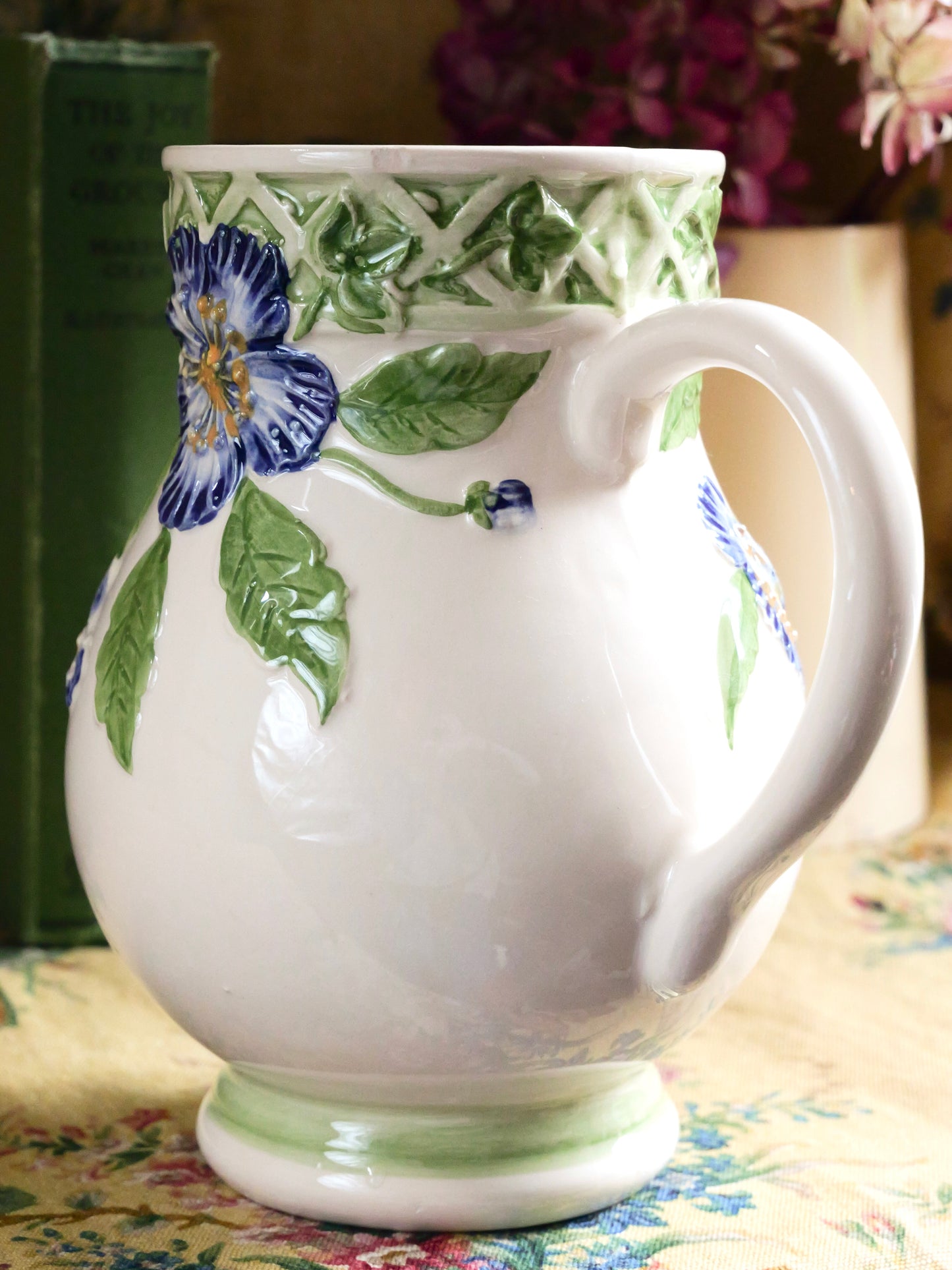 Vintage Portugese Pottery Floral Jug