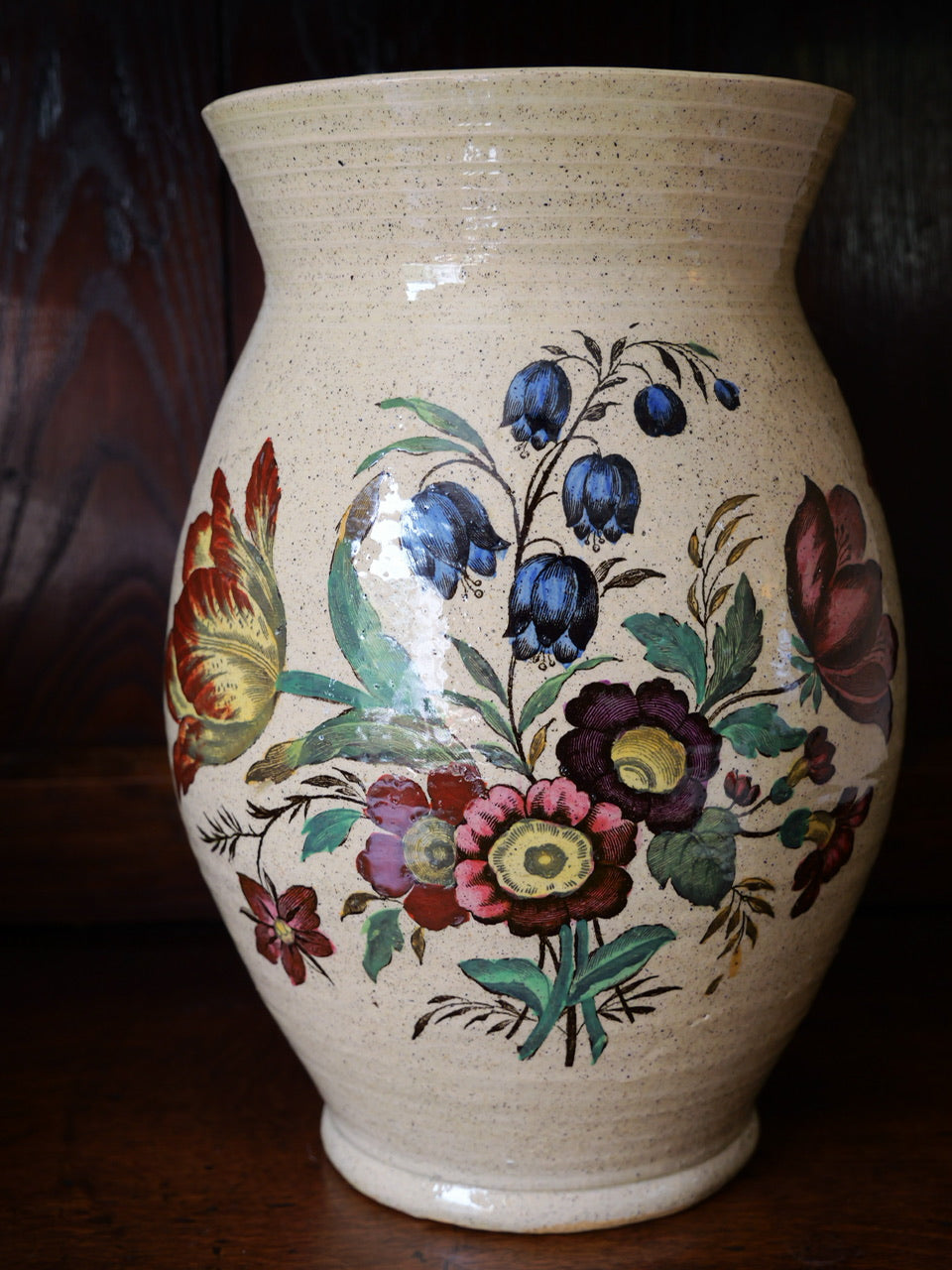 Antique Hand-painted Floral Vase