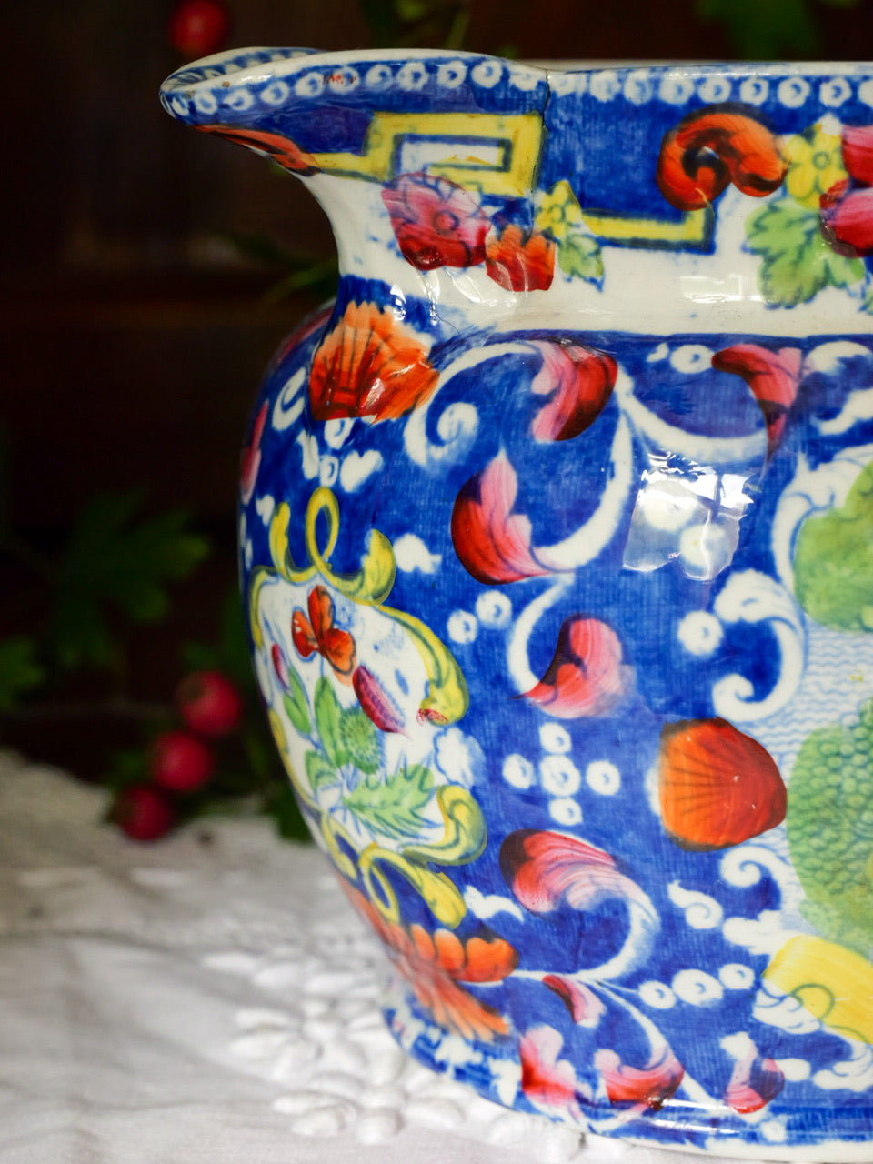 Antique Georgian Chinoiserie Pattern Staffordshire Jug