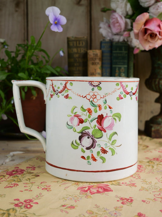 Large Hand Painted Georgian Pearlware Mug