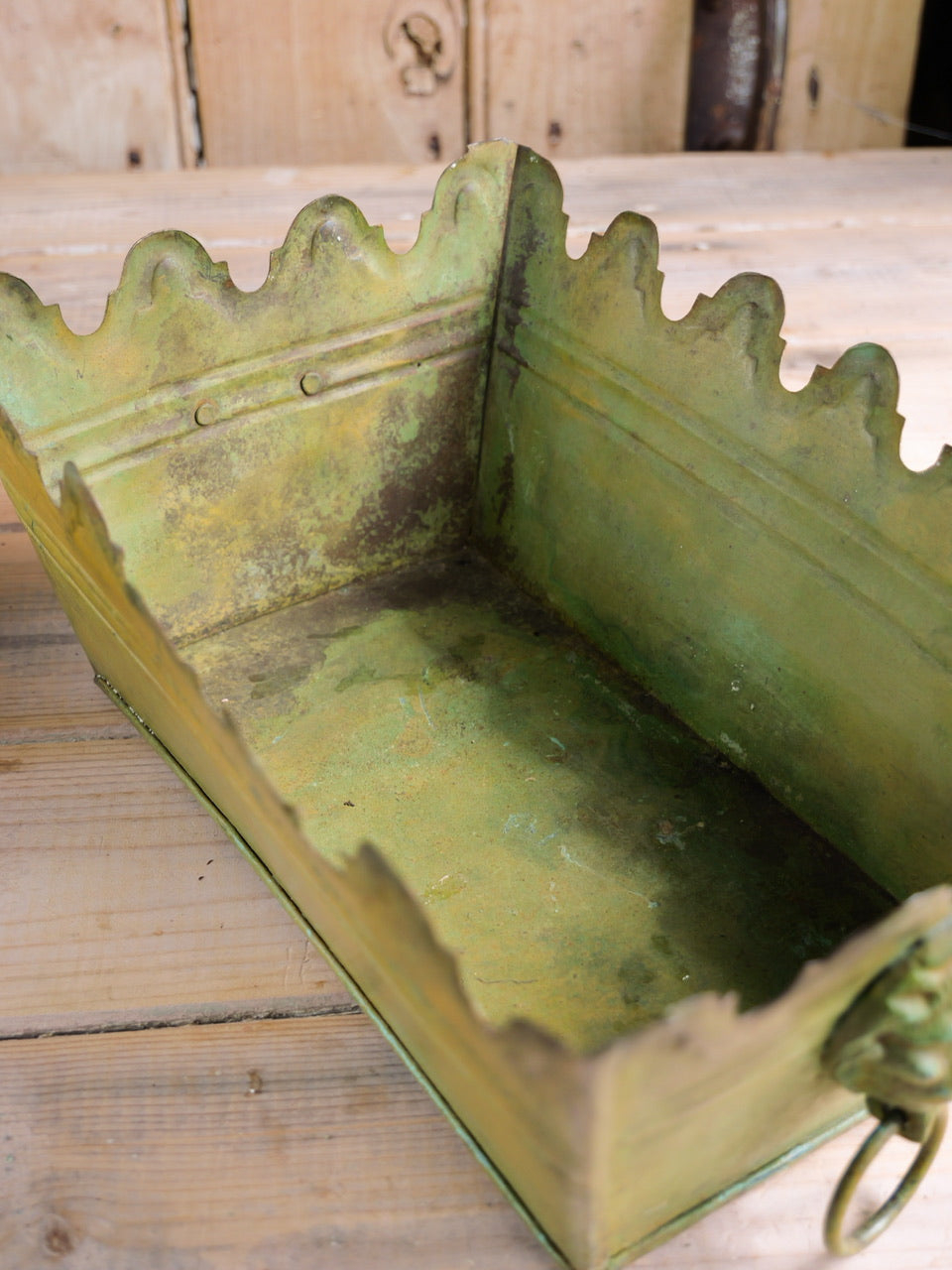 Small Antique Painted Metal Tole Planter