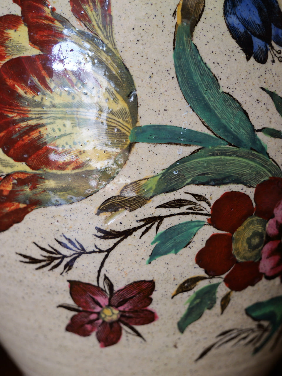 Antique Hand-painted Floral Vase