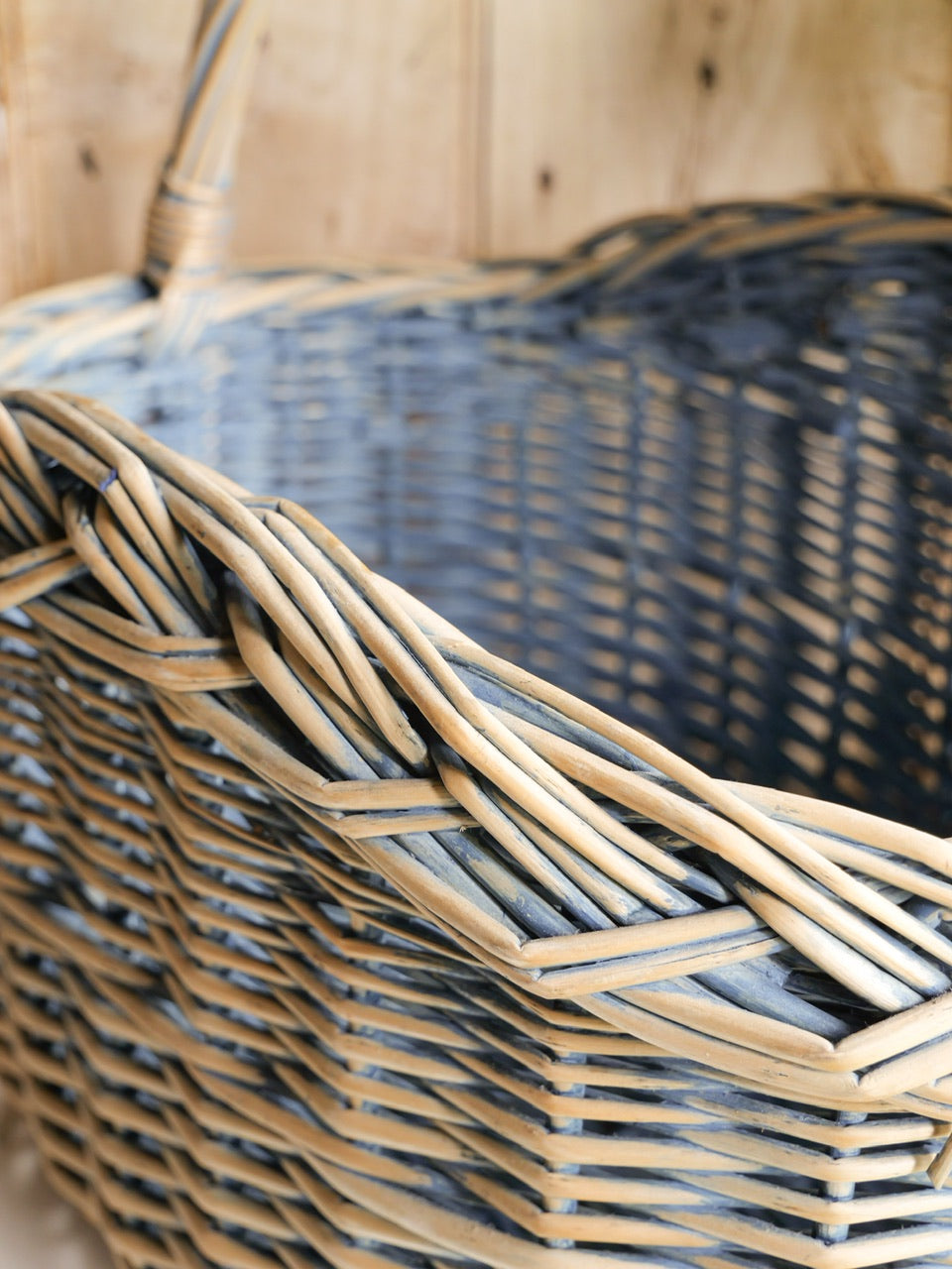 Vintage Blue Painted Basket