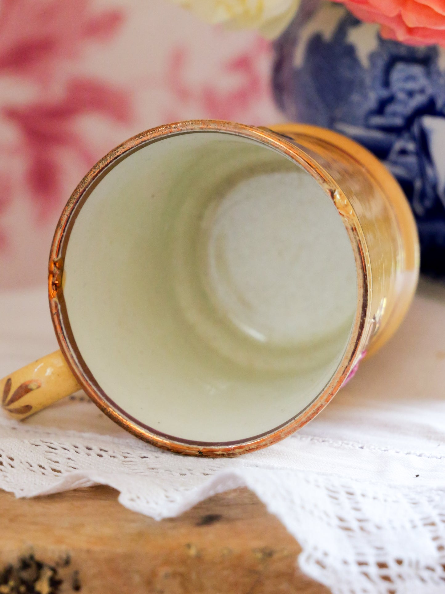 Miniature Antique Yellow Ware Lustre Mug