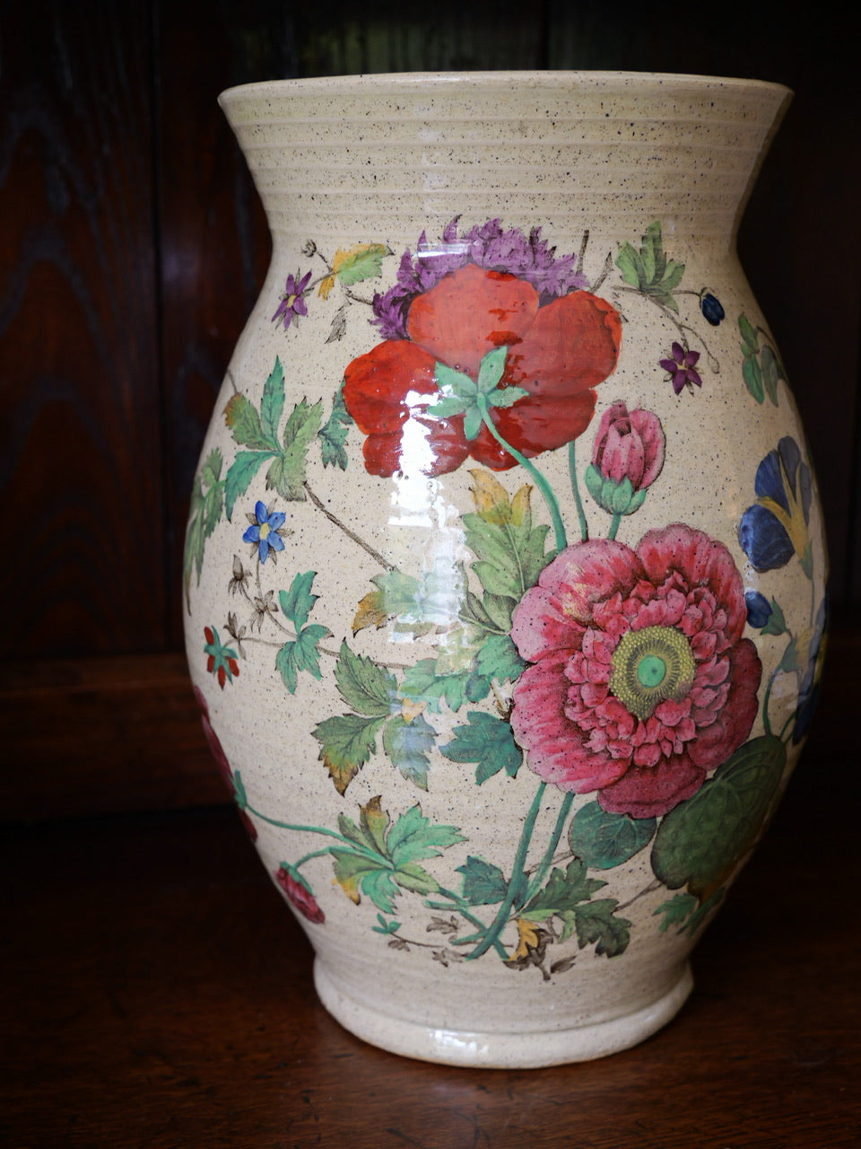 Antique Hand-painted Floral Vase