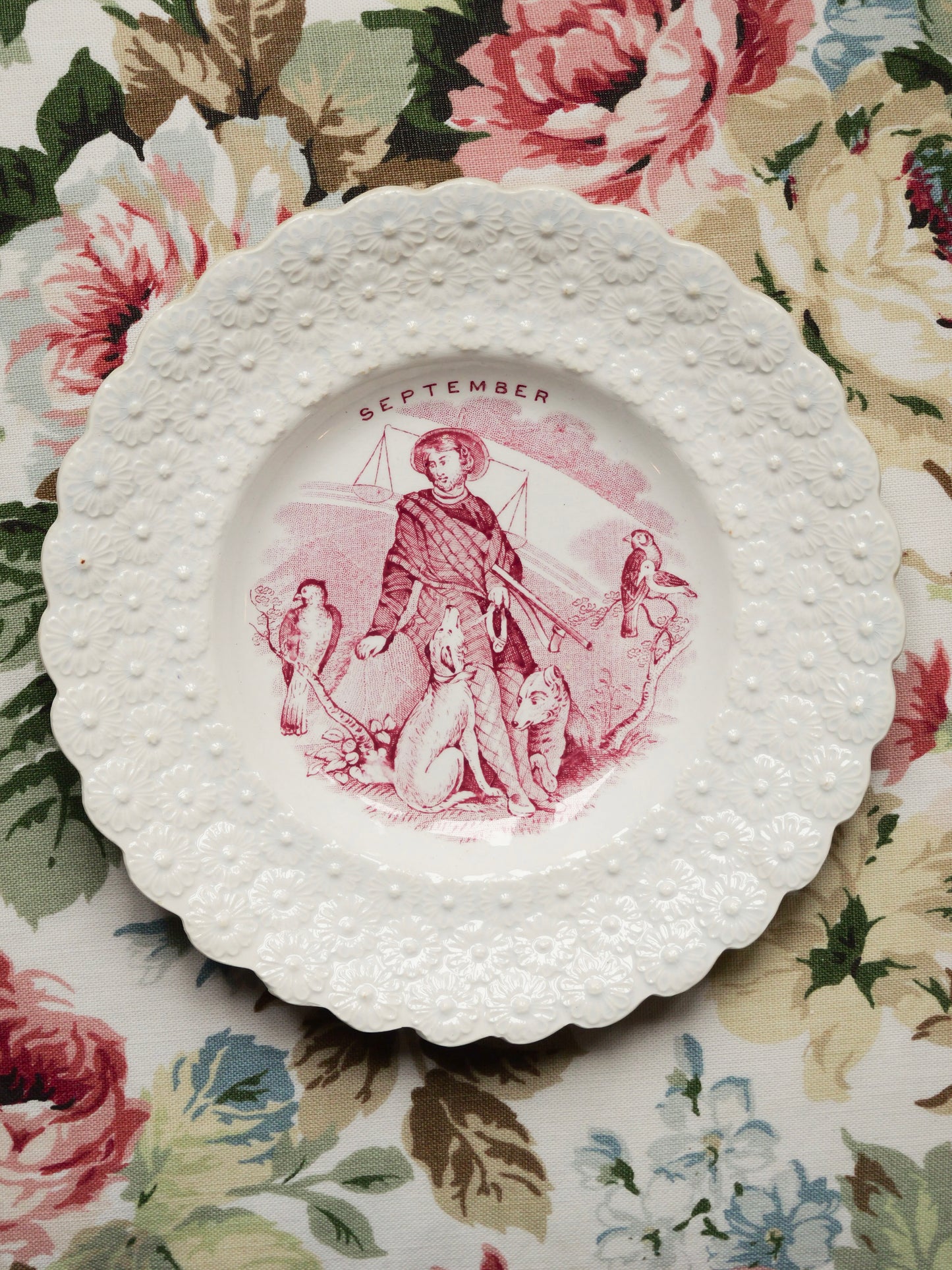 Victorian Creamware Plate - ‘September’