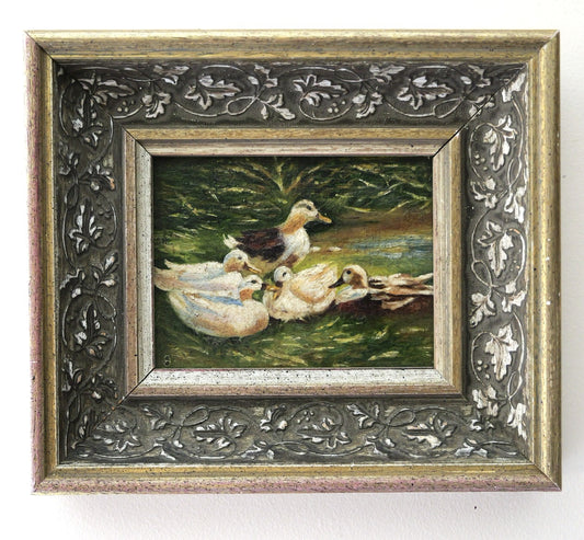 Vintage Oil Painting of Ducks