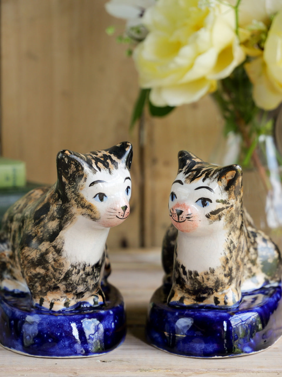 Pair of Antique Staffordshire Hand painted Cats