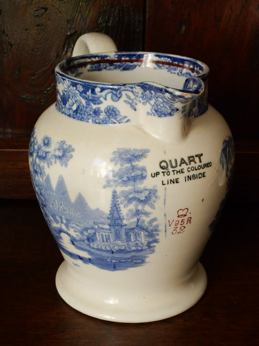 Antique Blue & White Quart Jug