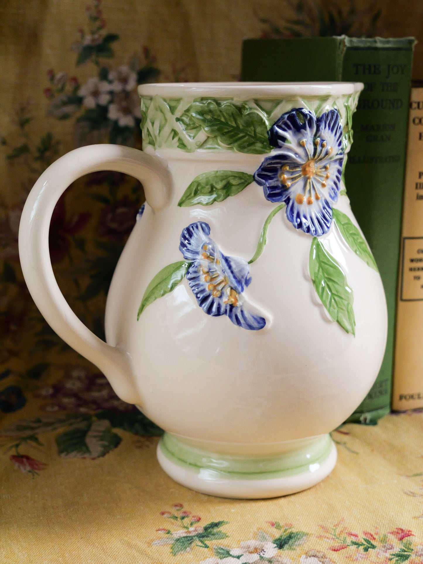 Vintage Portugese Pottery Floral Jug