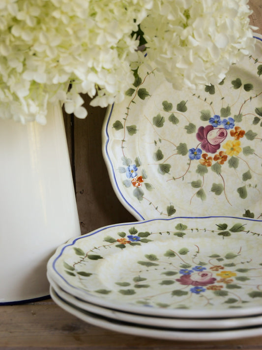 Vintage French Hand Painted Plate Set (4-piece)