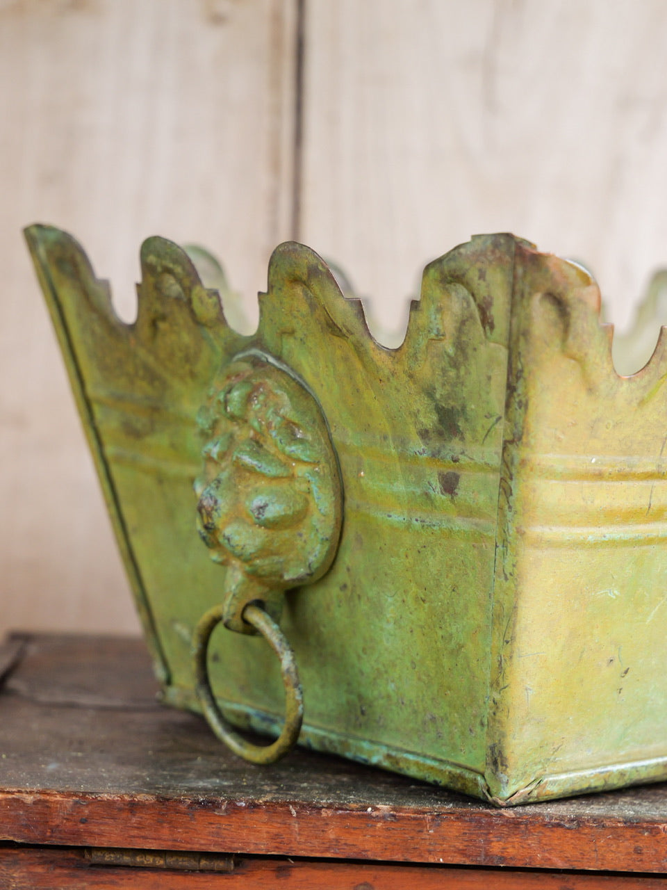 Small Antique Painted Metal Tole Planter