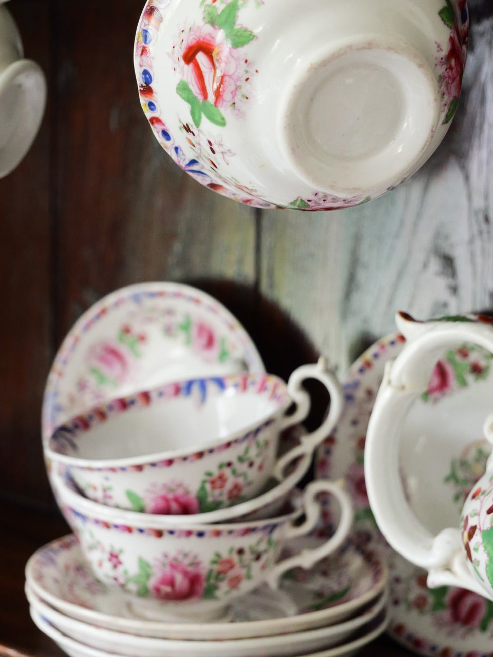 Georgian Hand-painted Floral Tea Set