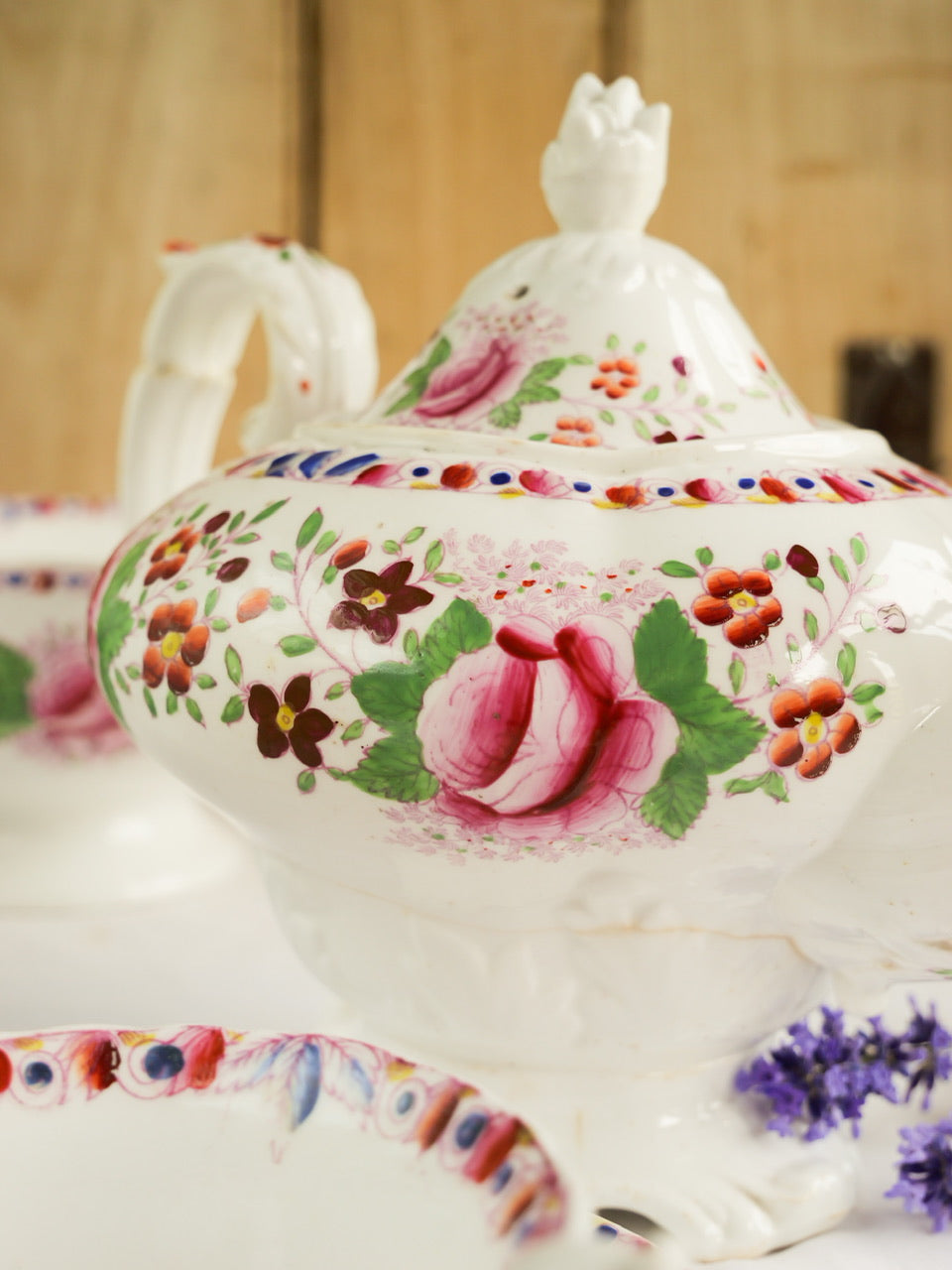 Georgian Hand-painted Floral Tea Set