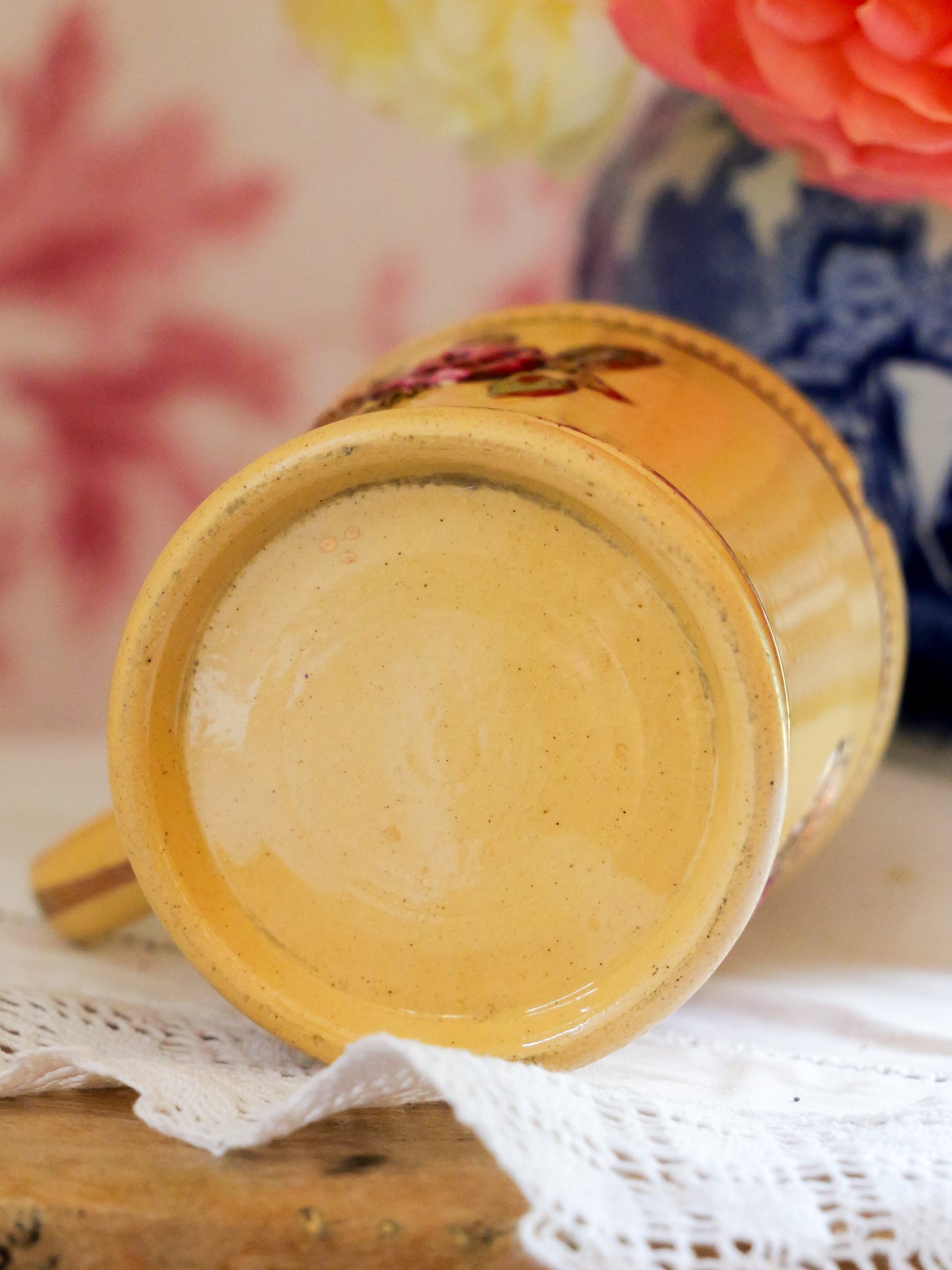 Miniature Antique Yellow Ware Lustre Mug