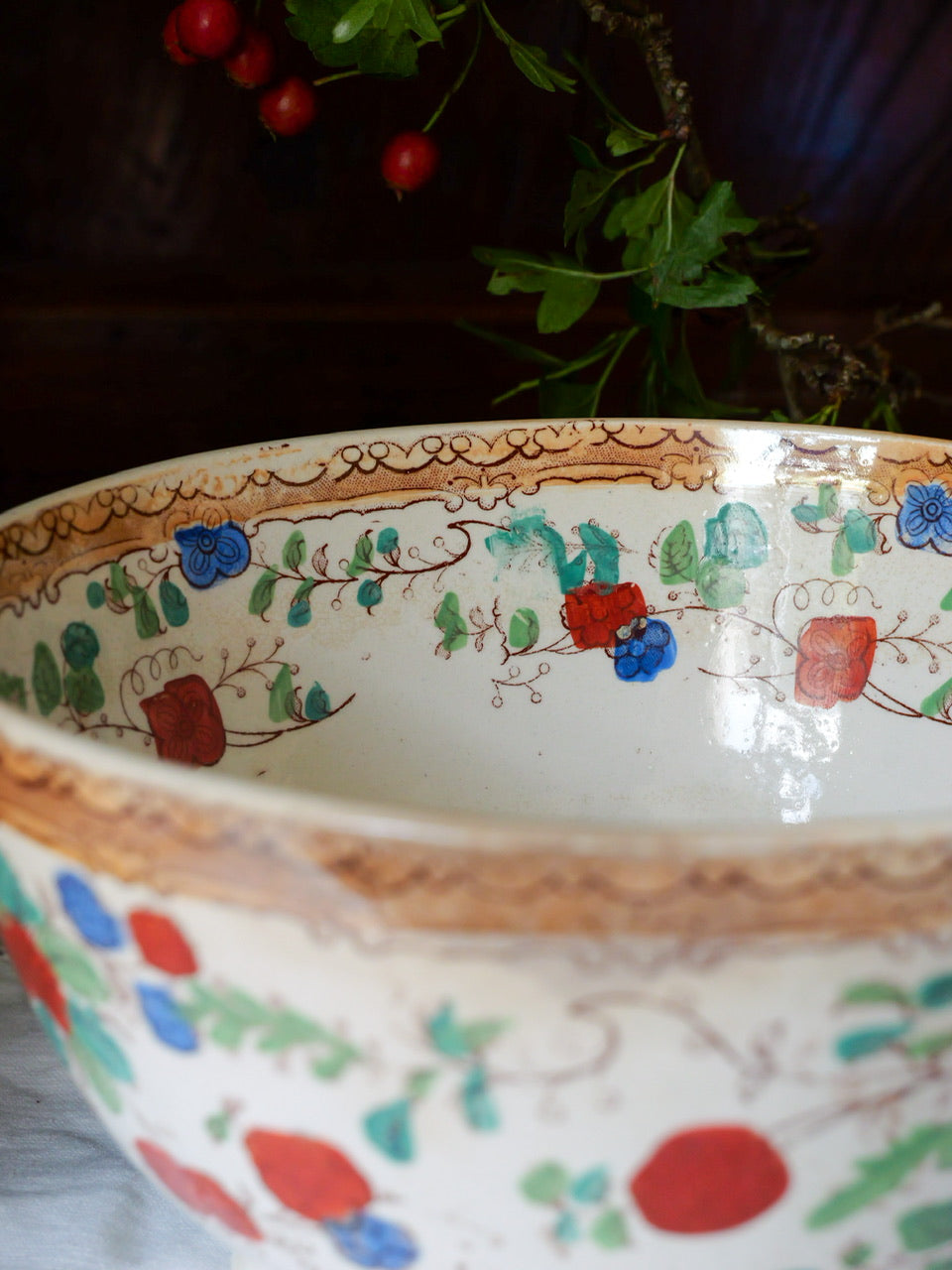 Early 19th Century Hand Coloured Transferware Bowl