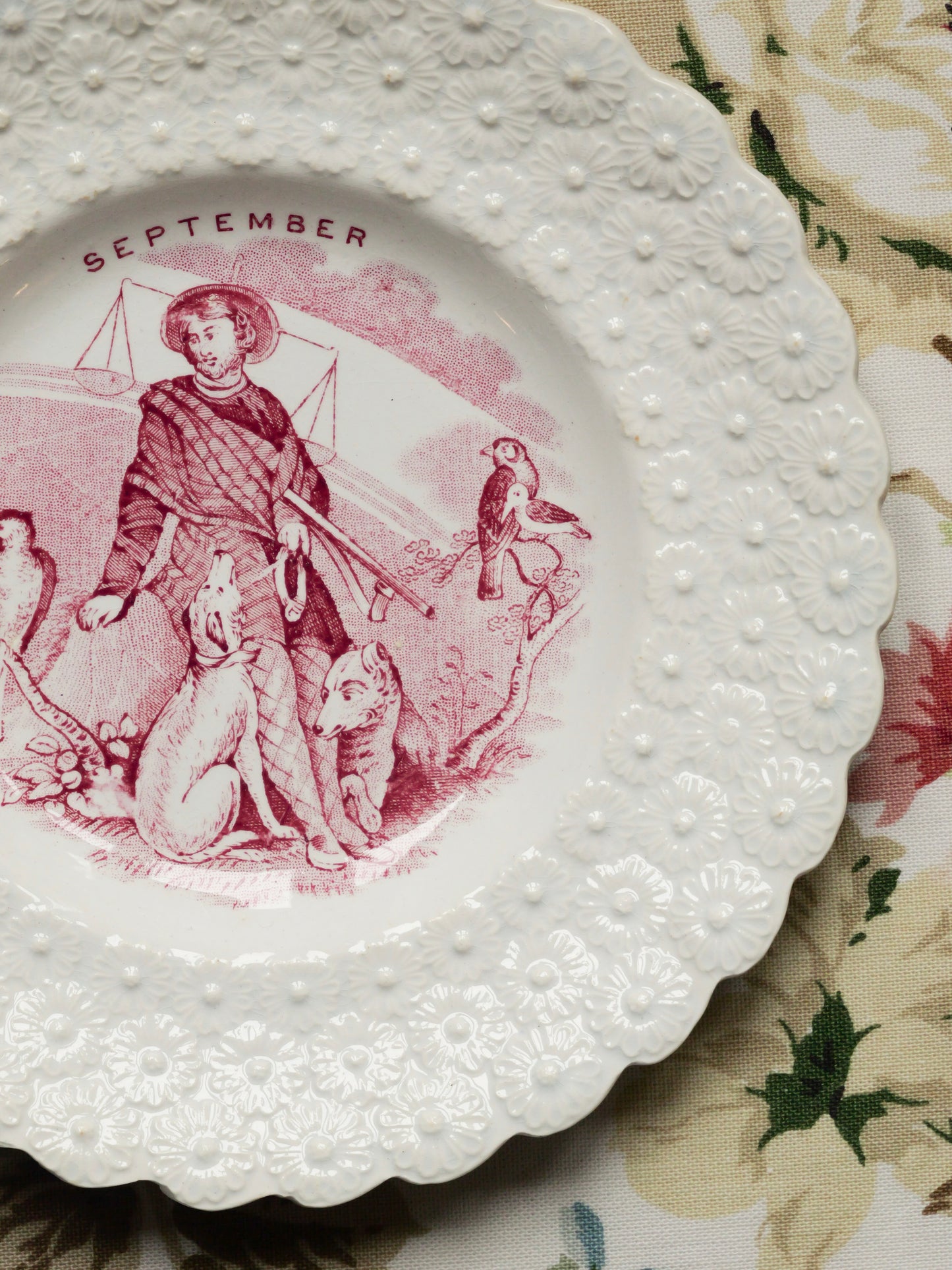 Victorian Creamware Plate - ‘September’