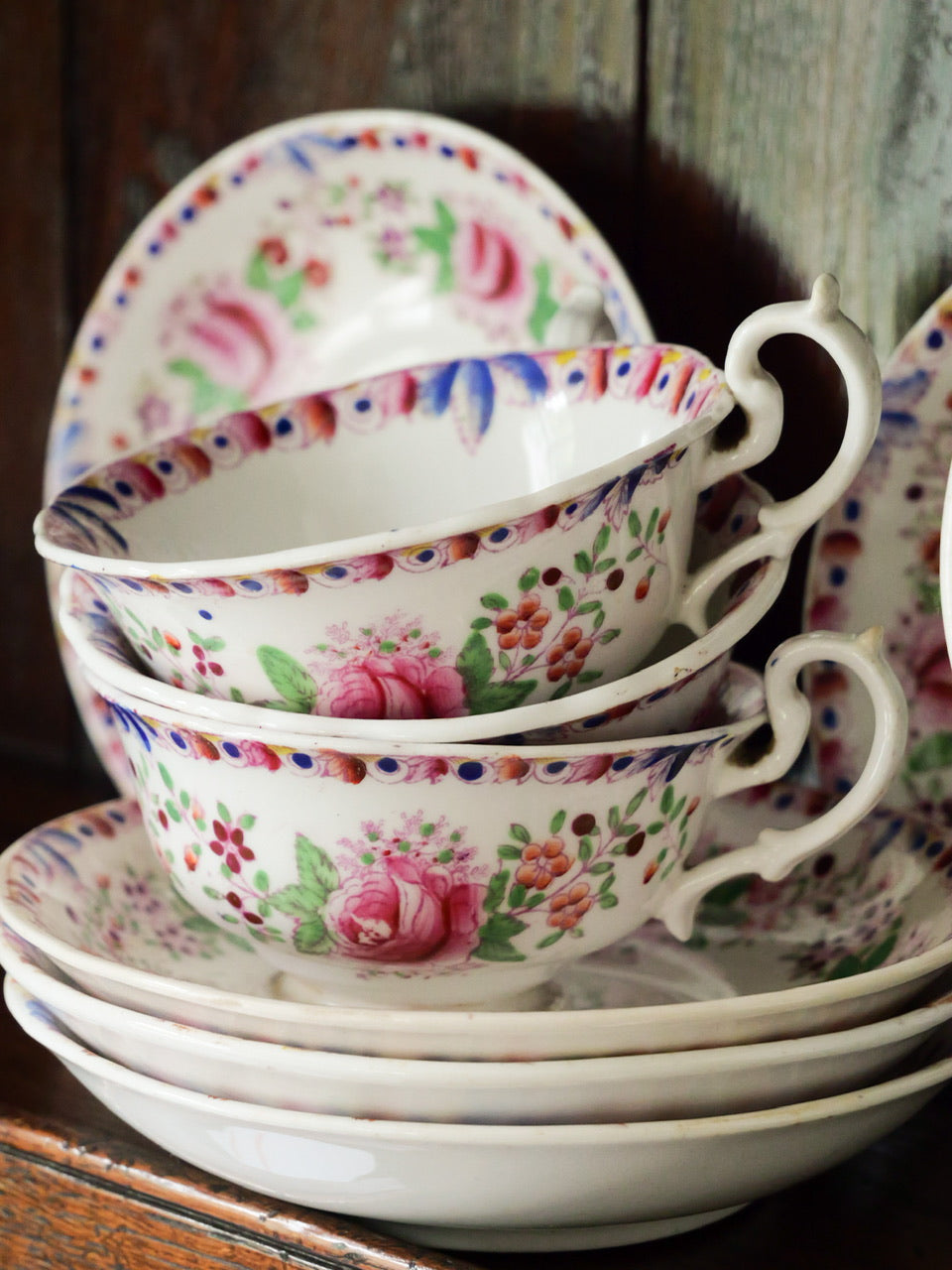 Georgian Hand-painted Floral Tea Set