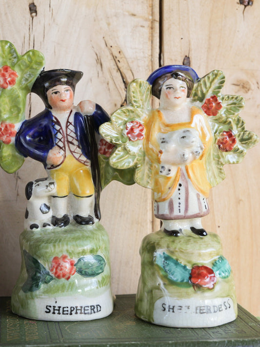 Antique Staffordshire Pair - Shepherd & Shepherdess Figures