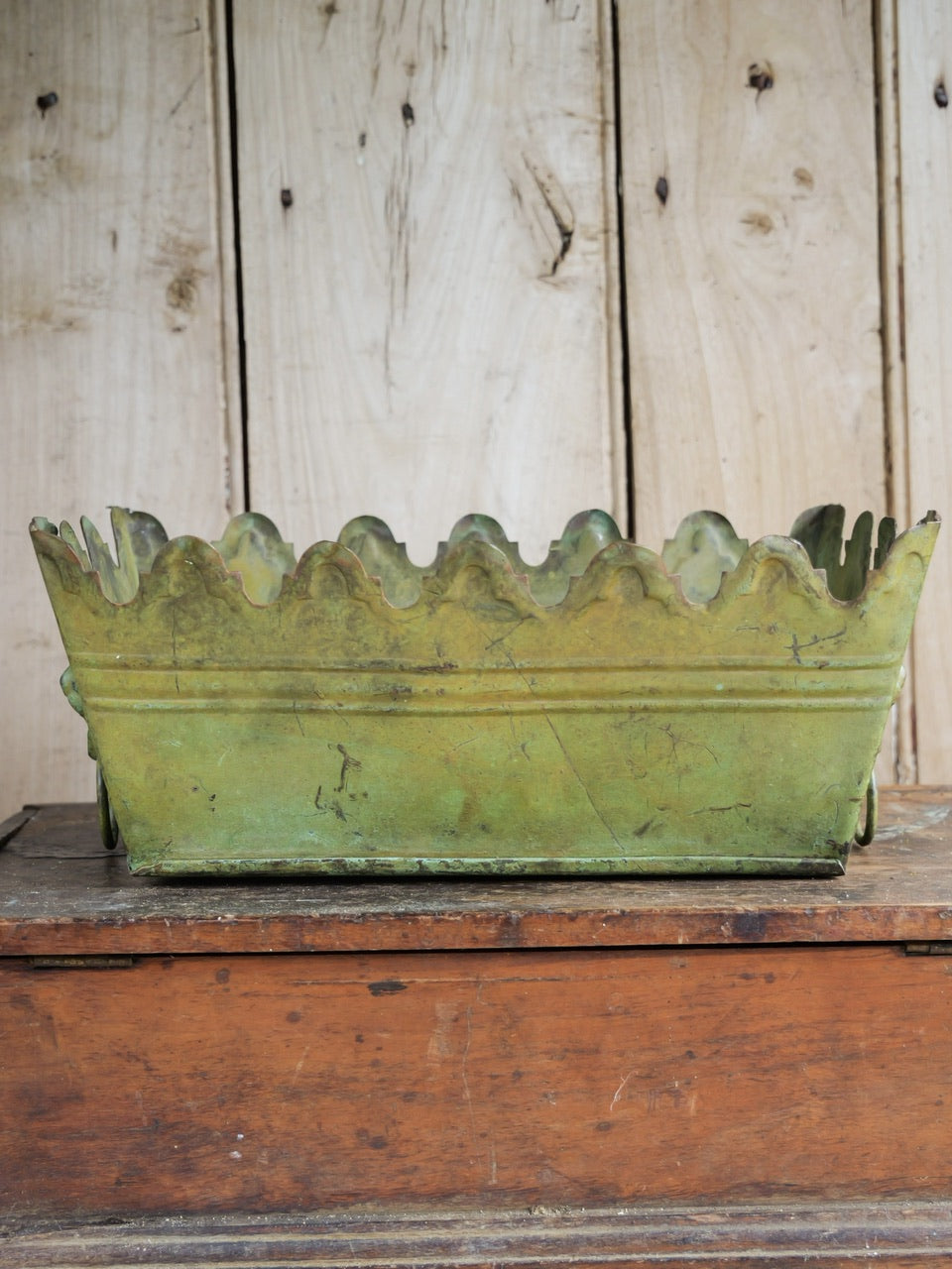 Small Antique Painted Metal Tole Planter