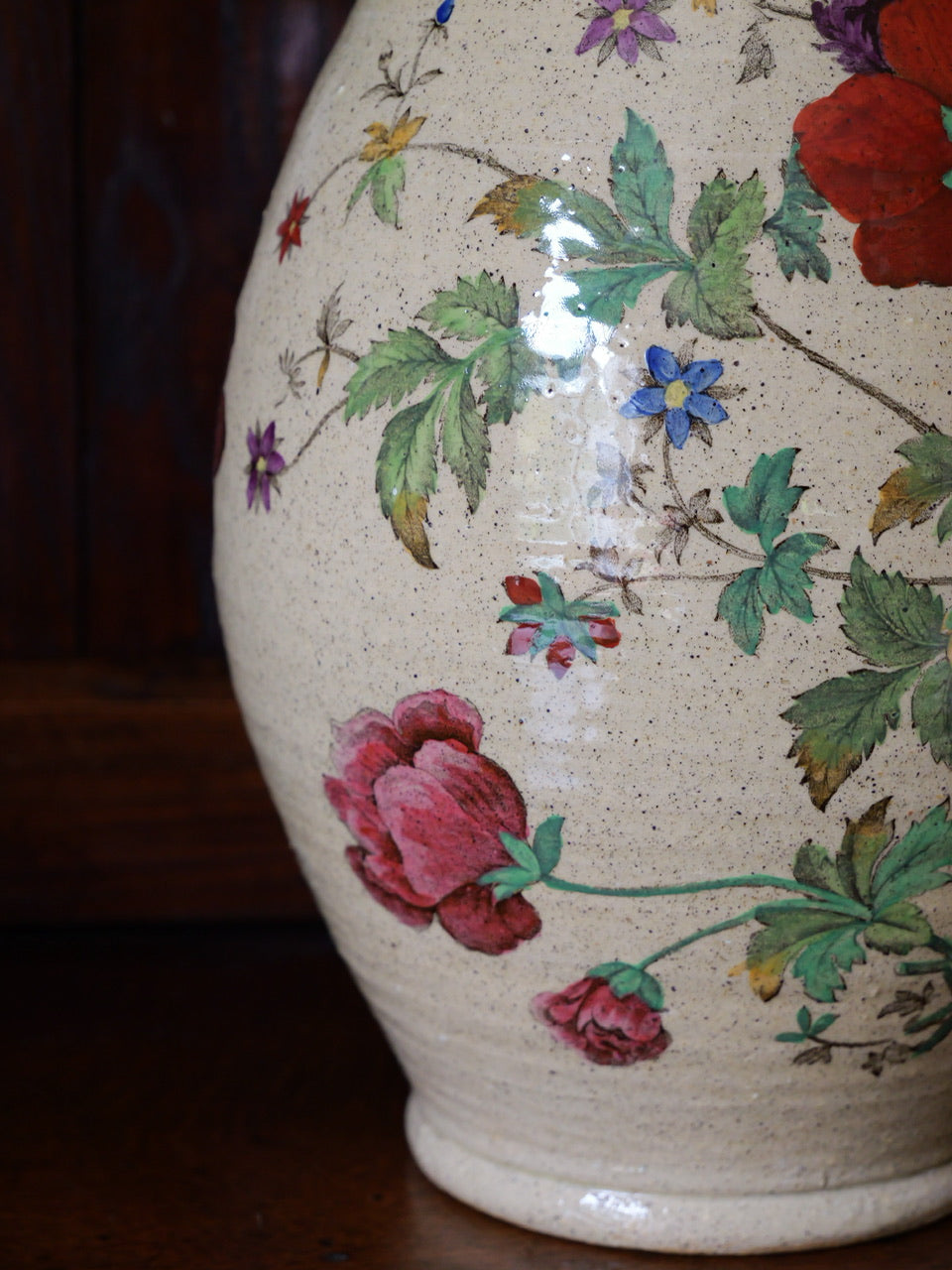 Antique Hand-painted Floral Vase