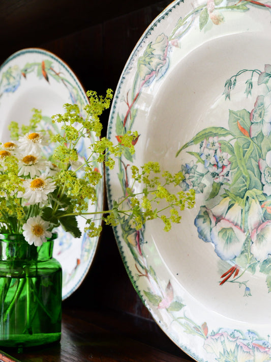 Antique Transferware ‘Summer Flowers’ Bowls (Pair)