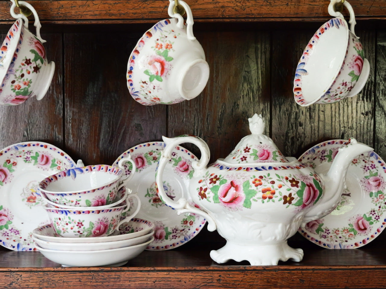 Georgian Hand-painted Floral Tea Set