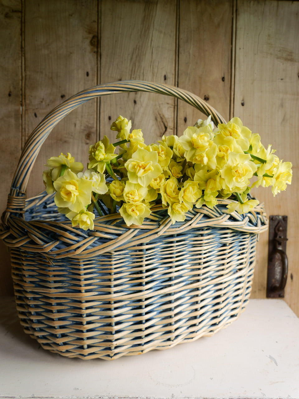 Vintage Blue Painted Basket