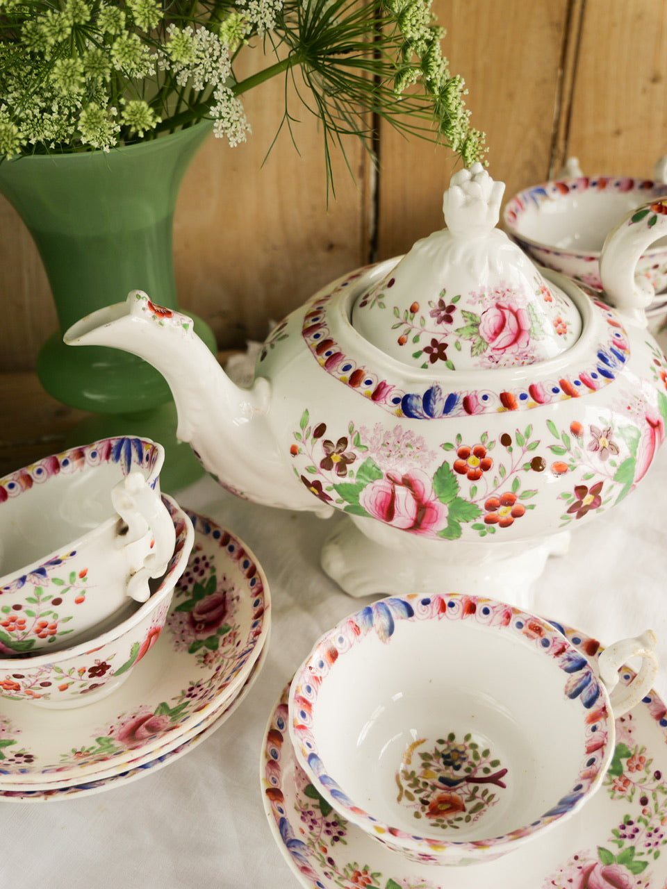 Georgian Hand-painted Floral Tea Set