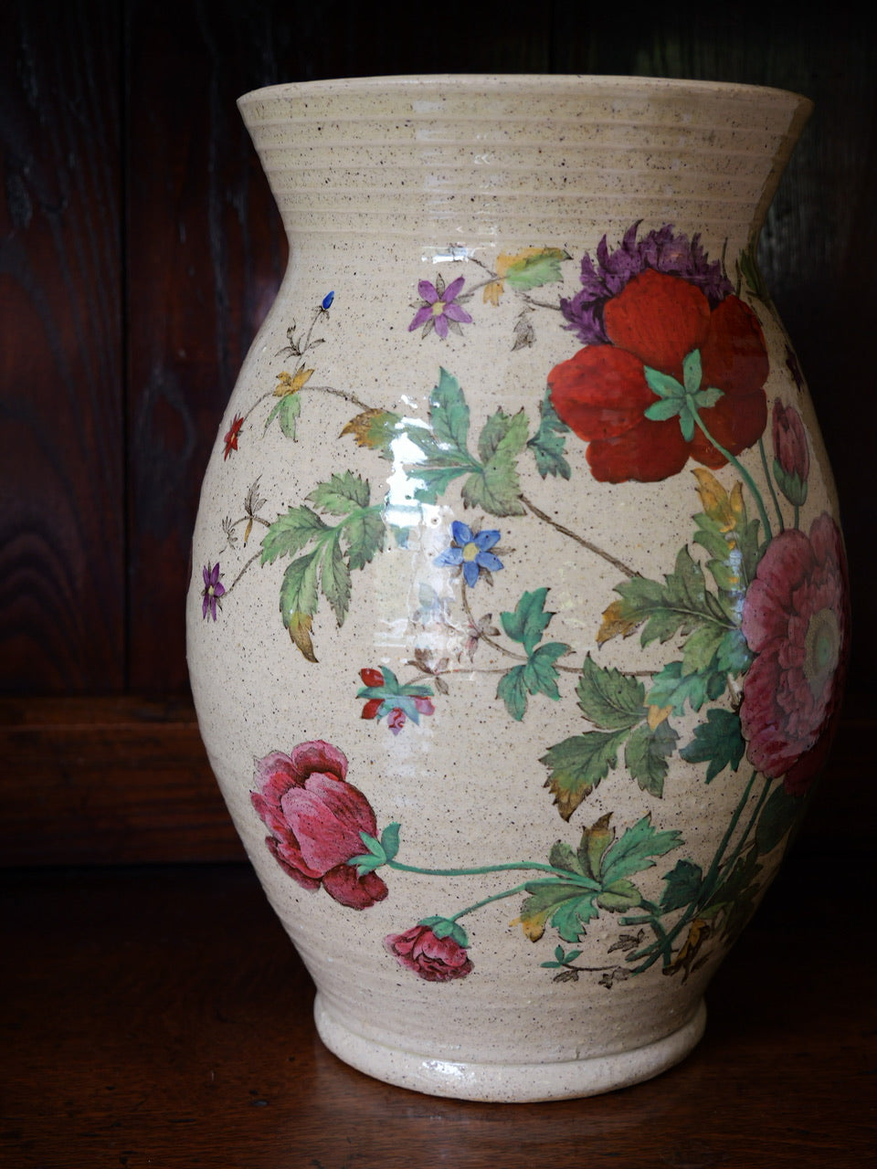 Antique Hand-painted Floral Vase