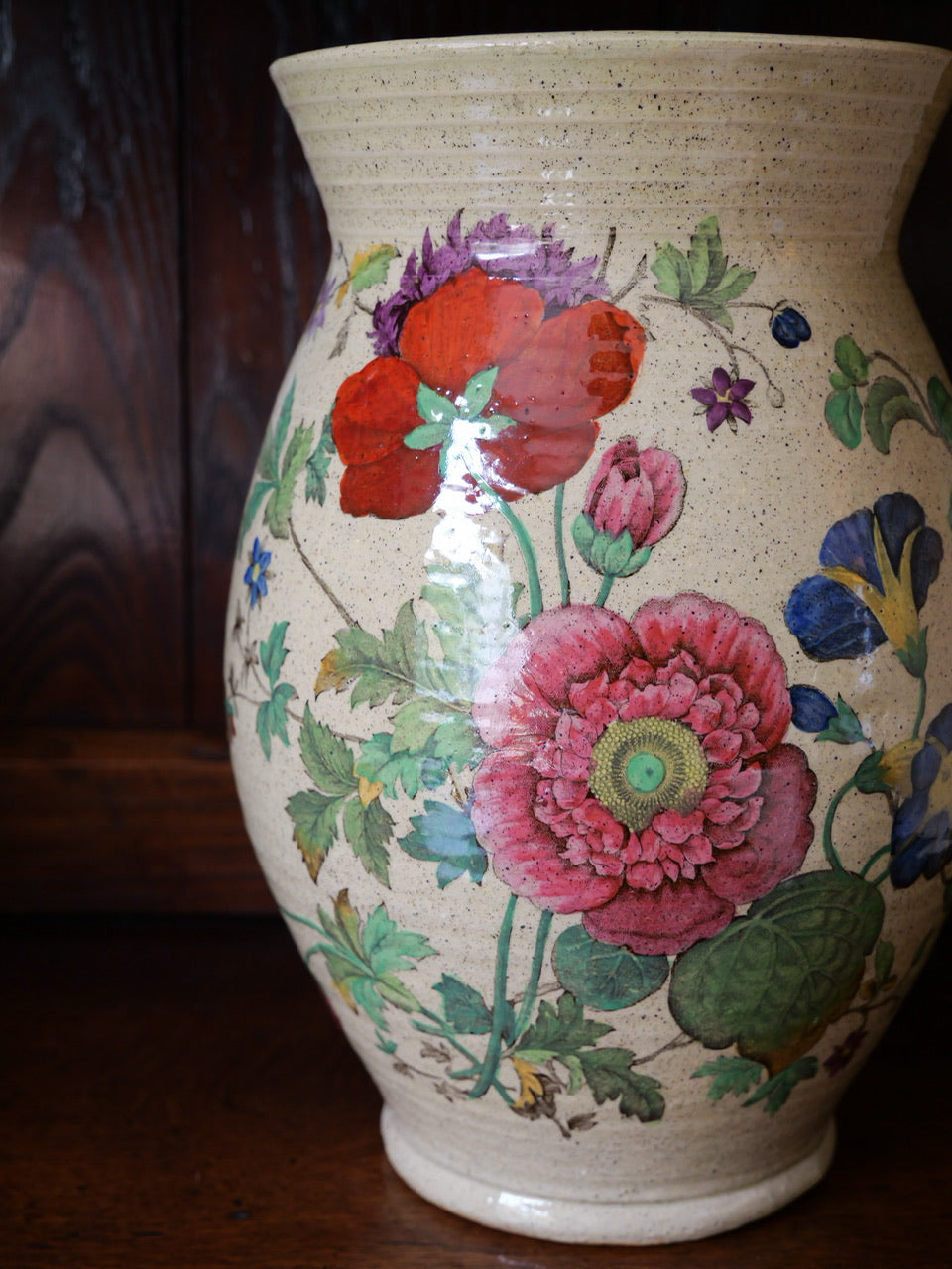 Antique Hand-painted Floral Vase