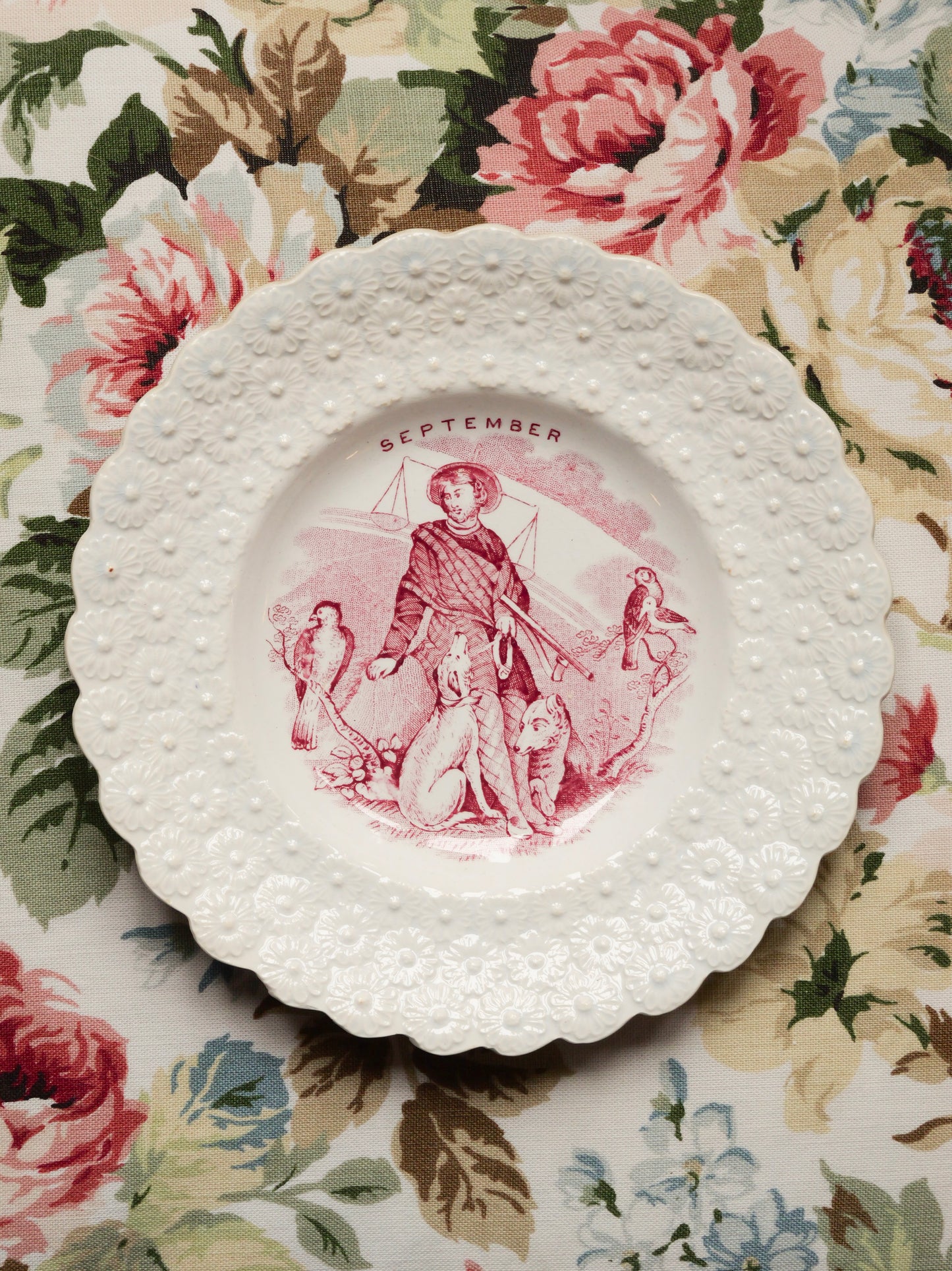 Victorian Creamware Plate - ‘September’