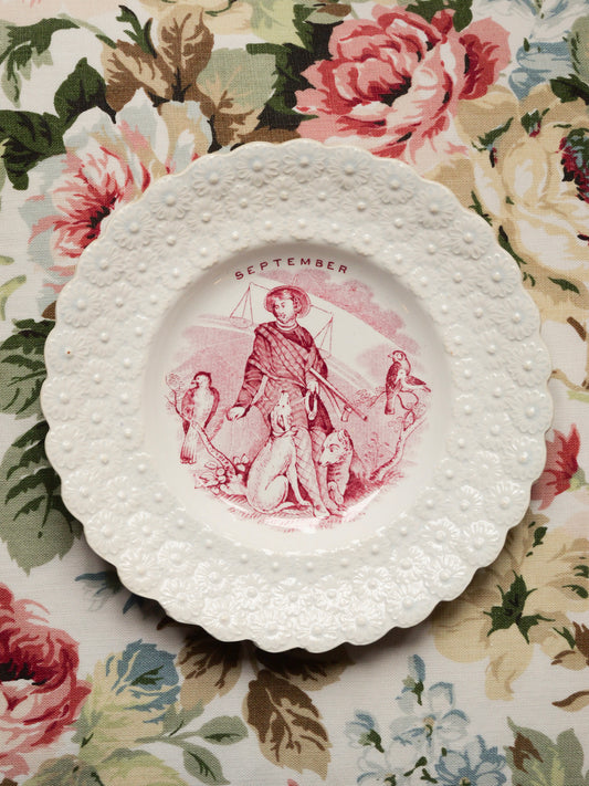 Victorian Creamware Plate - ‘September’