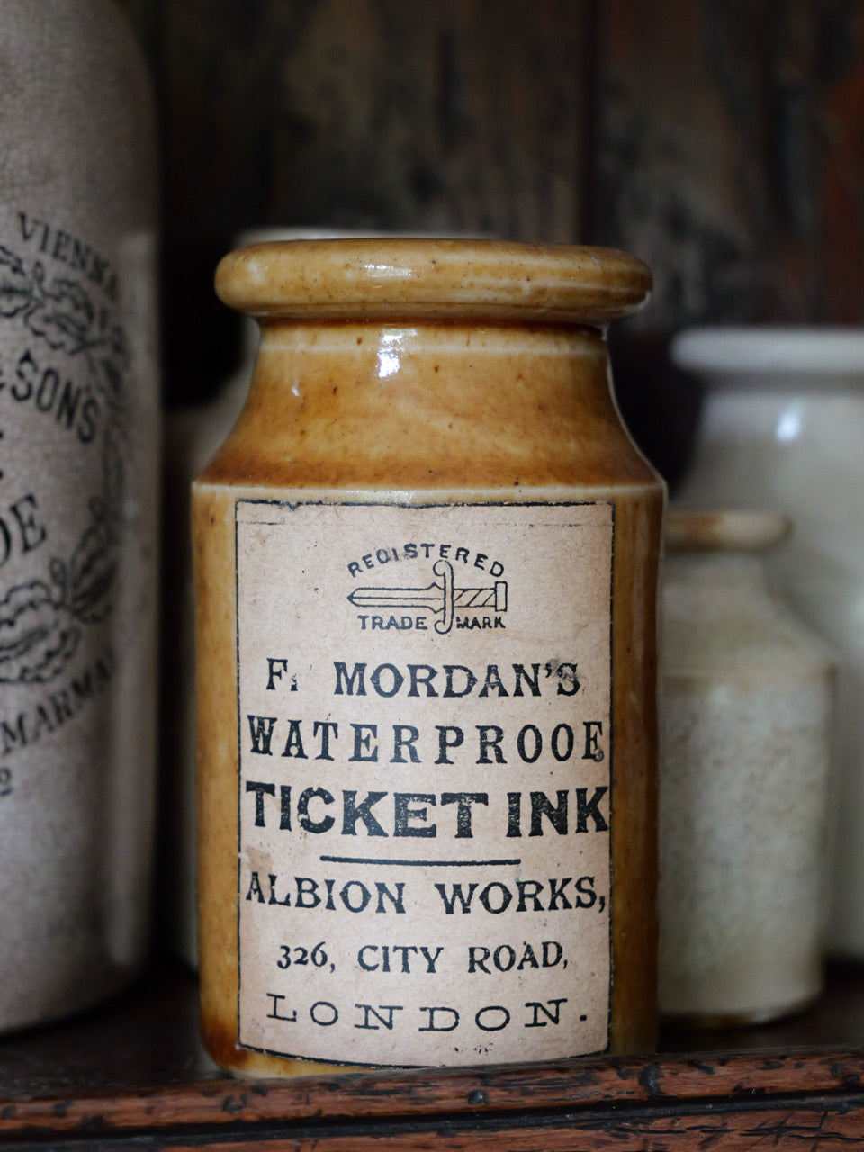 Victorian Stoneware Ticket Ink Pot